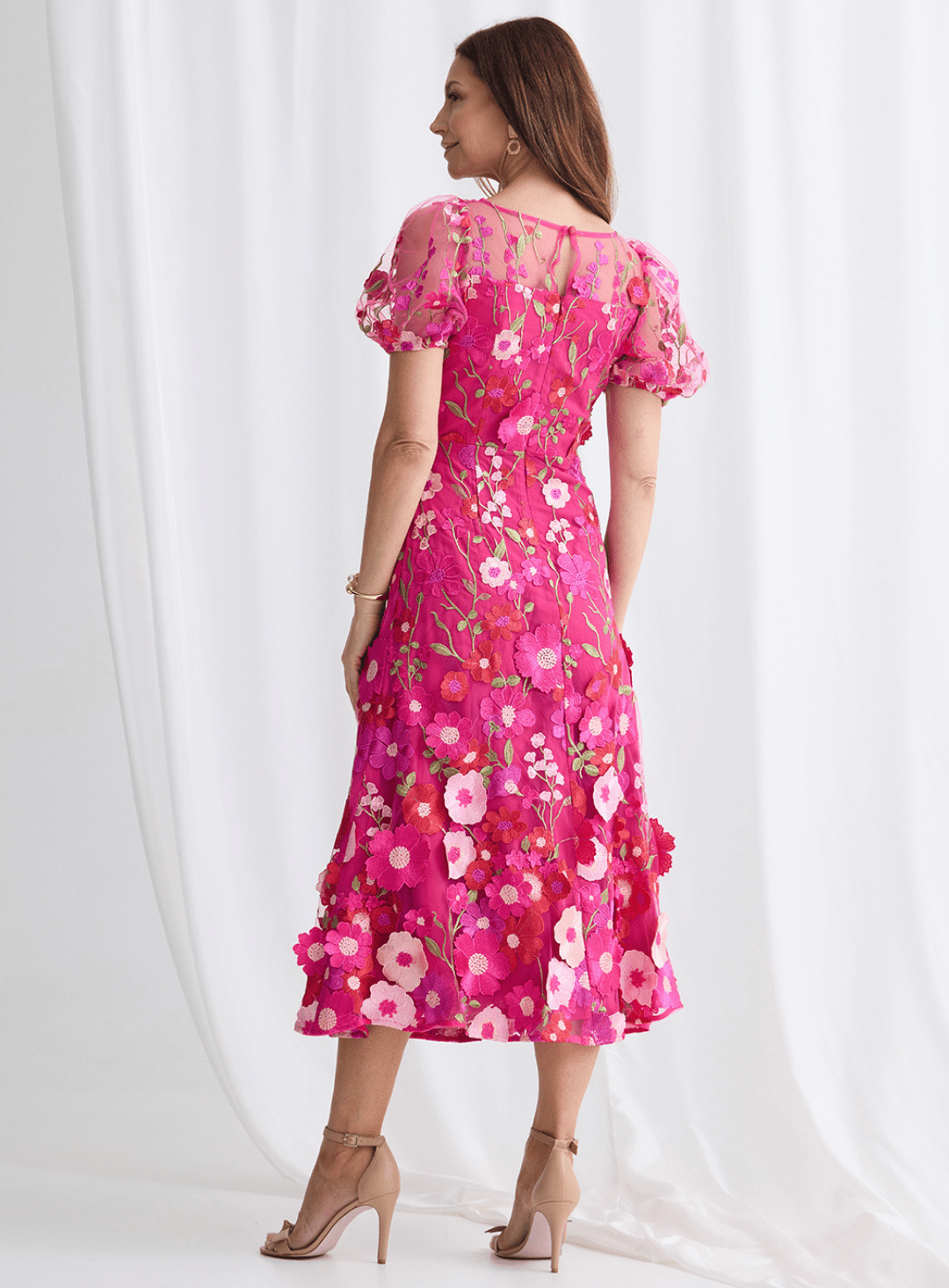 Trellis Lane LIZZIE Puff Sleeve Midi Mother of the Bride Dress in Australia | One Honey Boutique