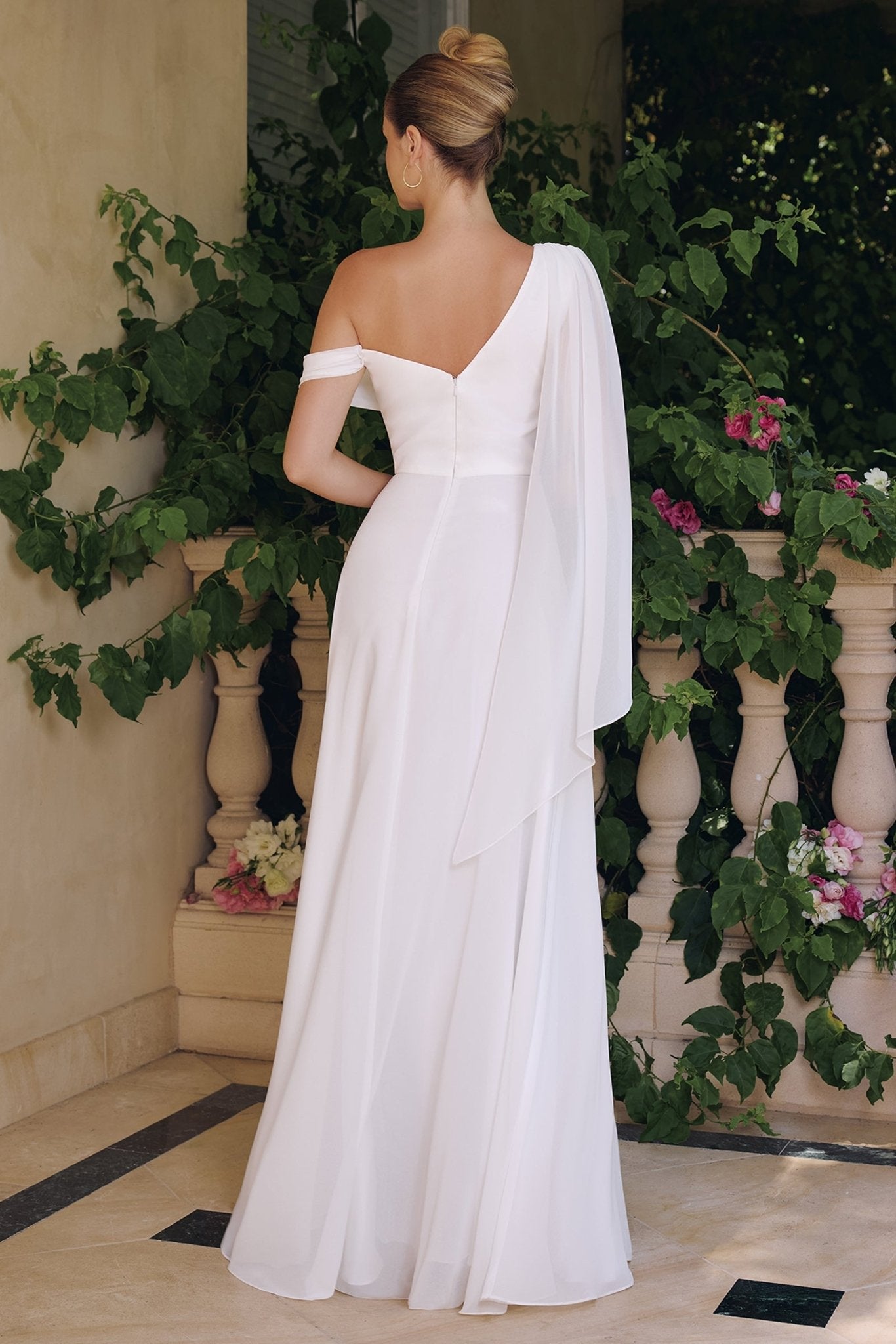 TRISHA One - Shoulder Chiffon A - Line Affordable Wedding Gown in Australia | One Honey Boutique