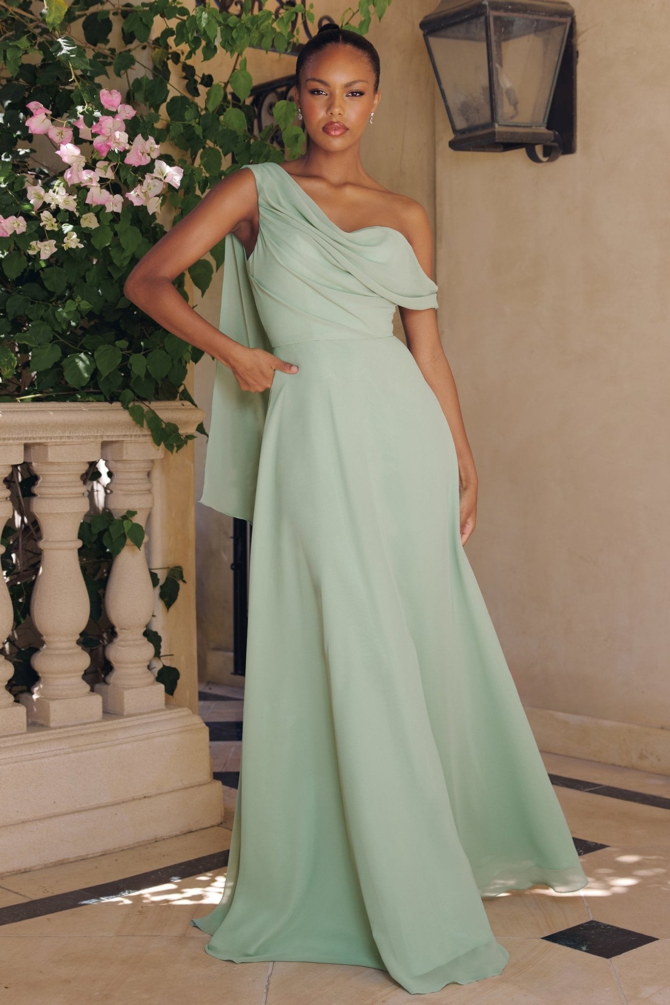 TRISHA One - Shoulder Chiffon A - Line Mother of the Bride & Formal Dress in Australia | One Honey Boutique