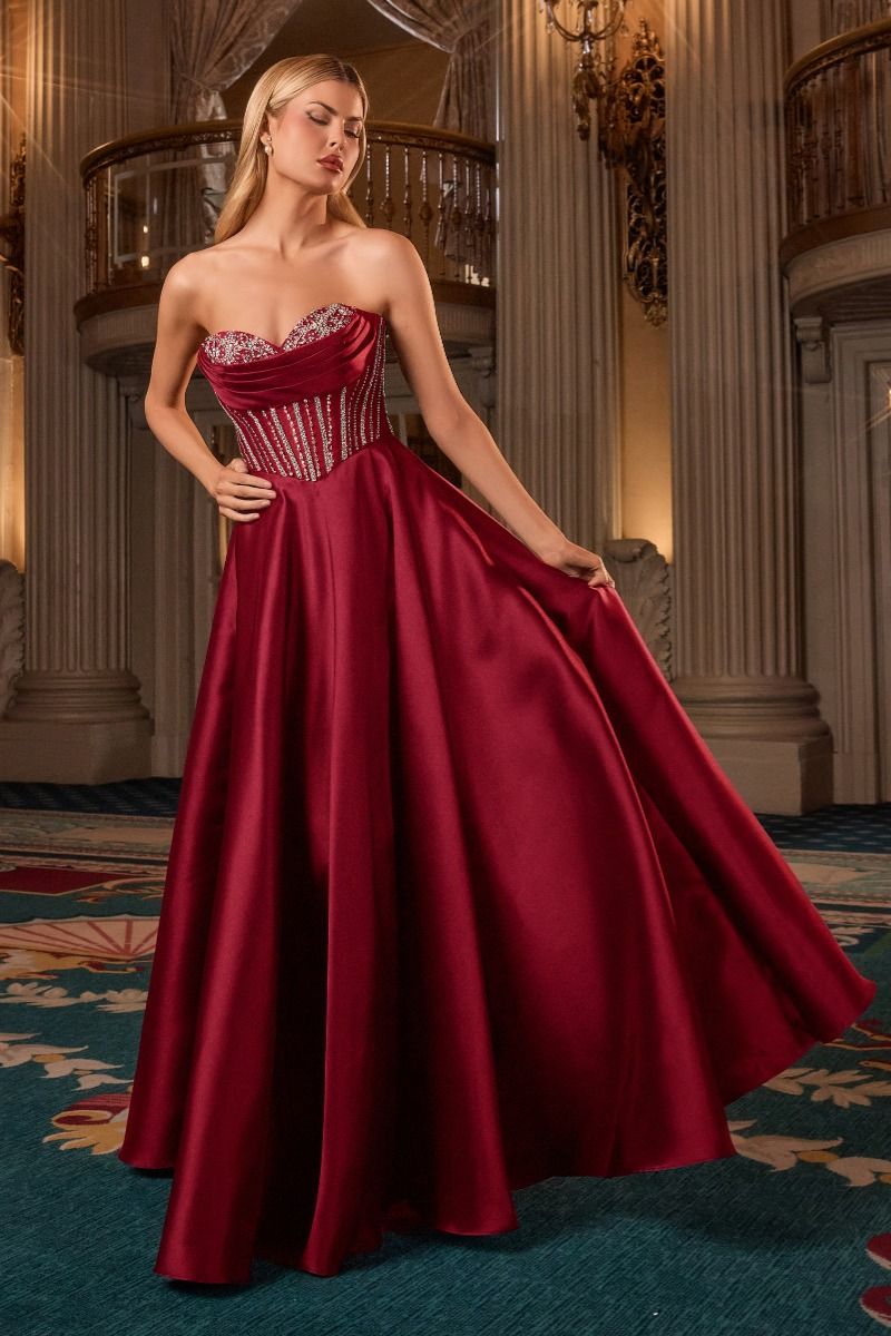 VELORIA Beaded Strapless Corset Bodice Prom & Formal Gown in Australia | One Honey Boutique