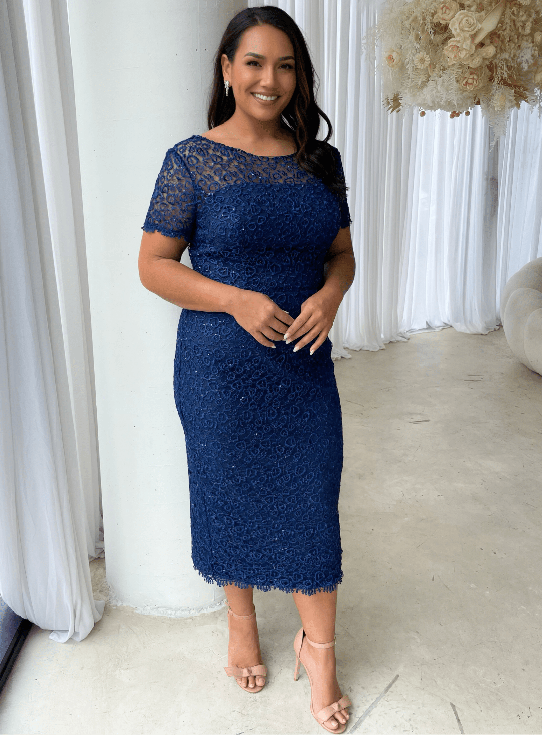 Trellis Lane VENA Strapless Draped Bodice Fitted Midi Cocktail Dress in Australia | One Honey Boutique