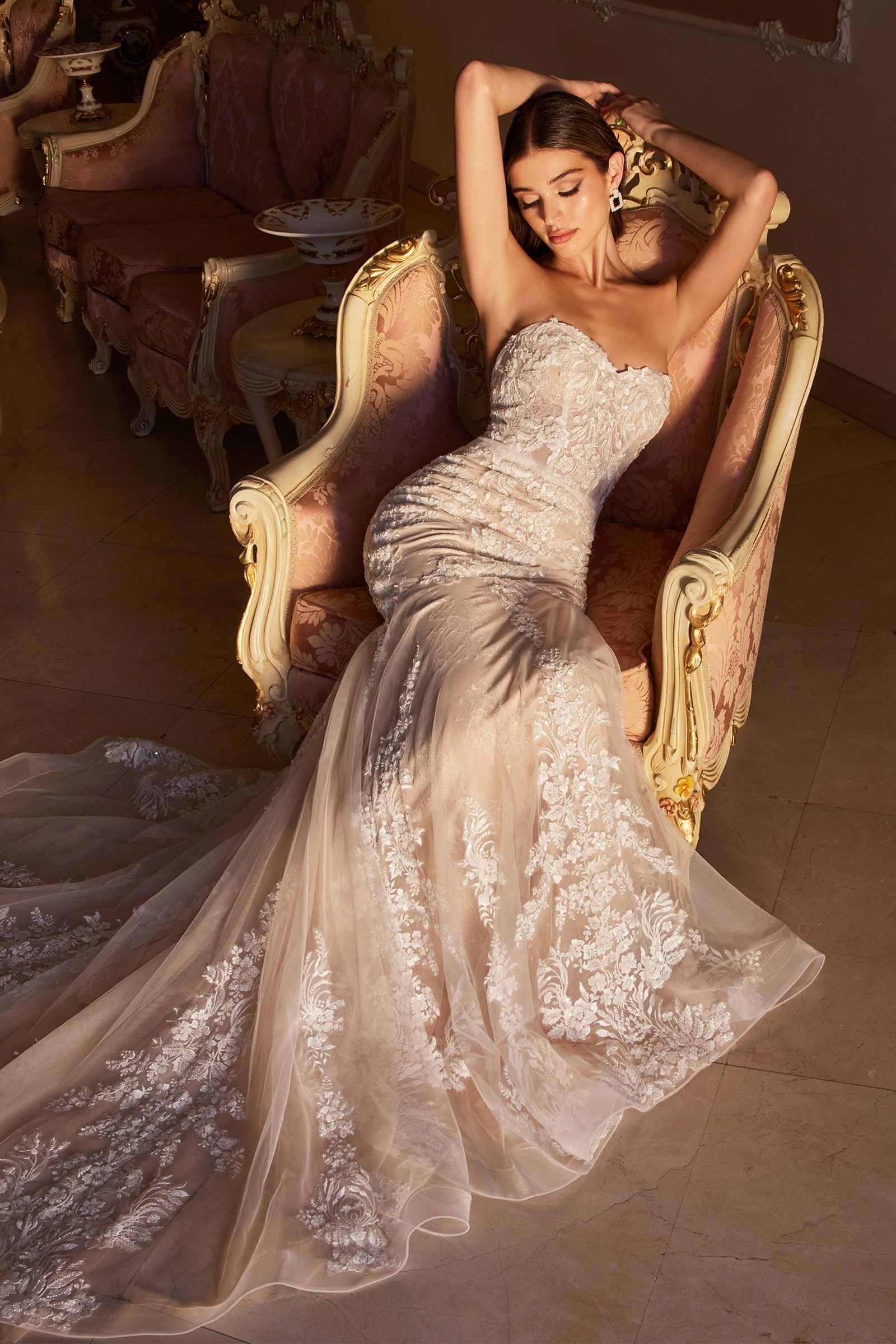 Divinity Bridal ELARA Strapless Sweetheart Lace Overlay Mermaid Wedding Dress