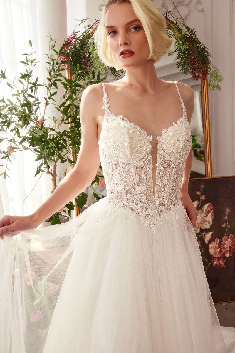 BRUNA Lace & Tulle Wedding Dress by Divinity Bridal, affordable bridal gown with floral lace and tulle layers, bridal gown Australia