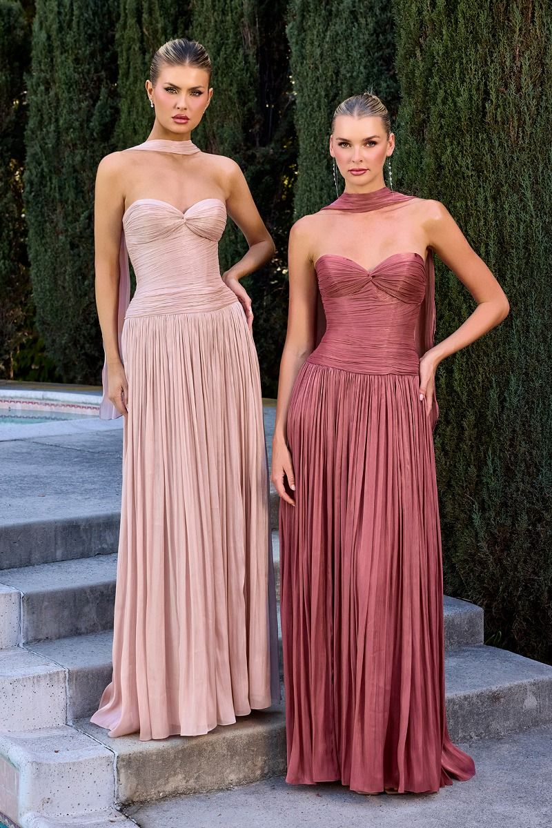 ZANIRA Strapless Sweetheart Chiffon A - Line Bridesmaid & Formal Dress in Australia | One Honey Boutique