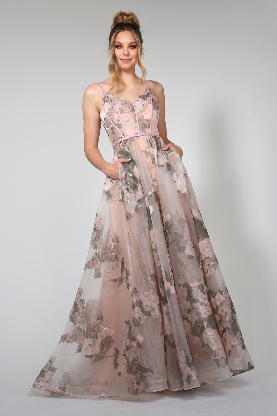 TINA HOLLY COUTURE TA616 pink 3D lace formal dress with floral organza, perfect school formal or bridesmaid gown, Brisbane to Gold Coast