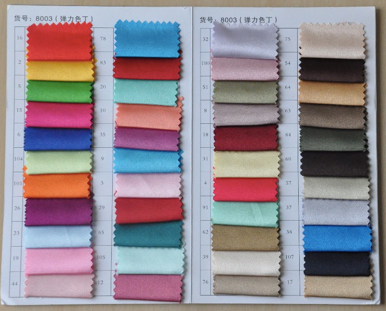Color chart displaying various fabric swatches for customizable options in the Honey Couture LUNA dress collection.