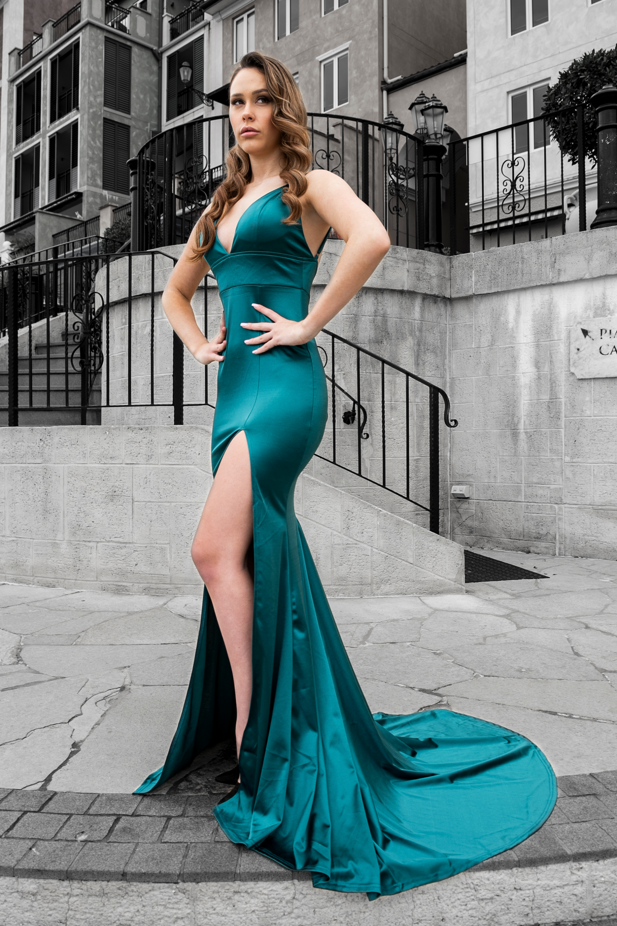 Honey Couture AISHA Emerald Green Low Back Mermaid Evening Gown Dress Honey Couture$ AfterPay Humm ZipPay LayBuy Sezzle