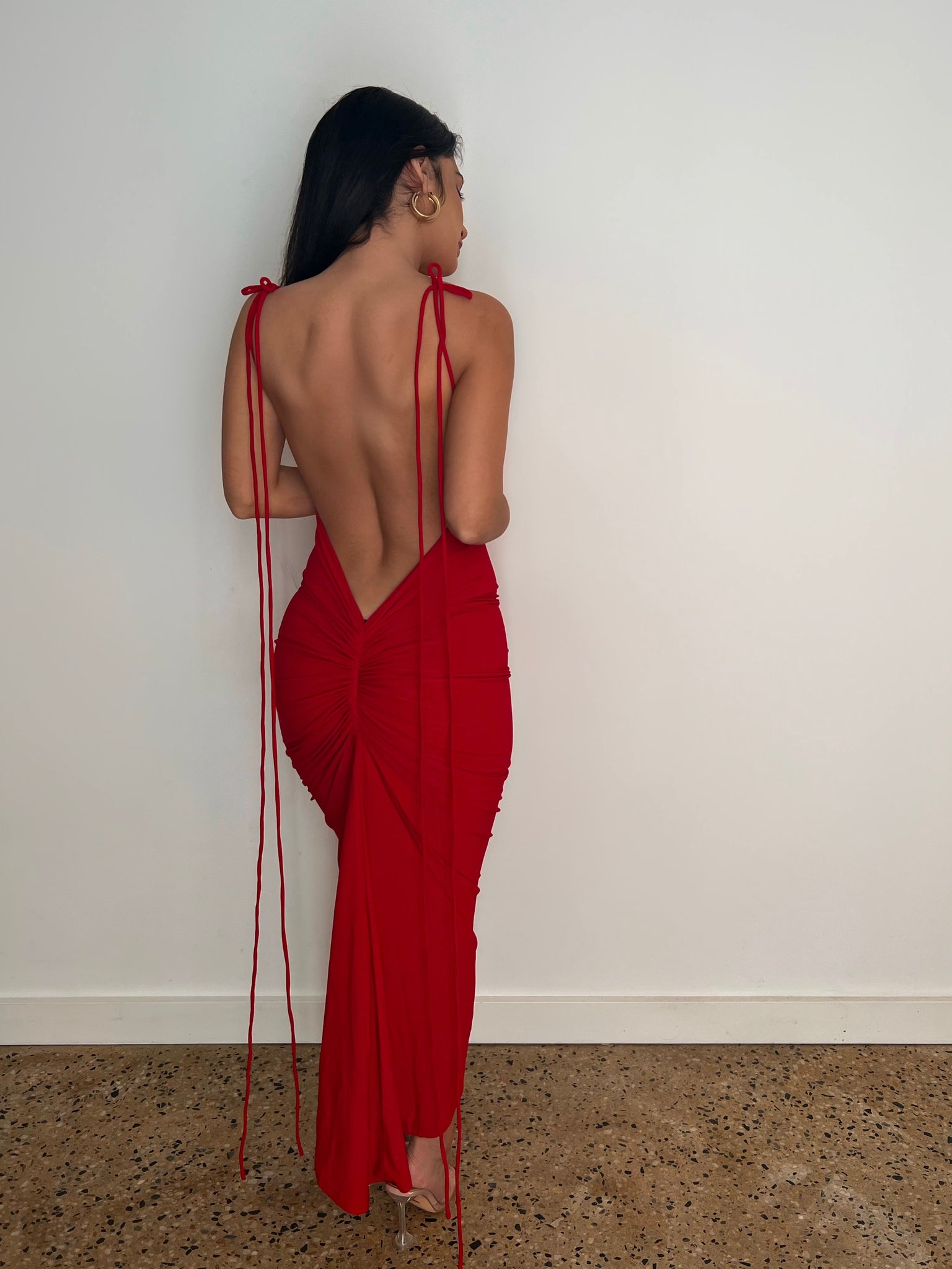 MÉLANI The Label AZARI Midi Dress in Red