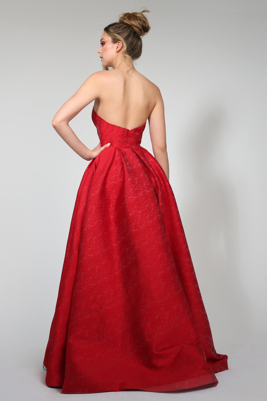 Tinaholy Couture TA611B Red Strapless Ball Gown Formal Dress {vendor} AfterPay Humm ZipPay LayBuy Sezzle