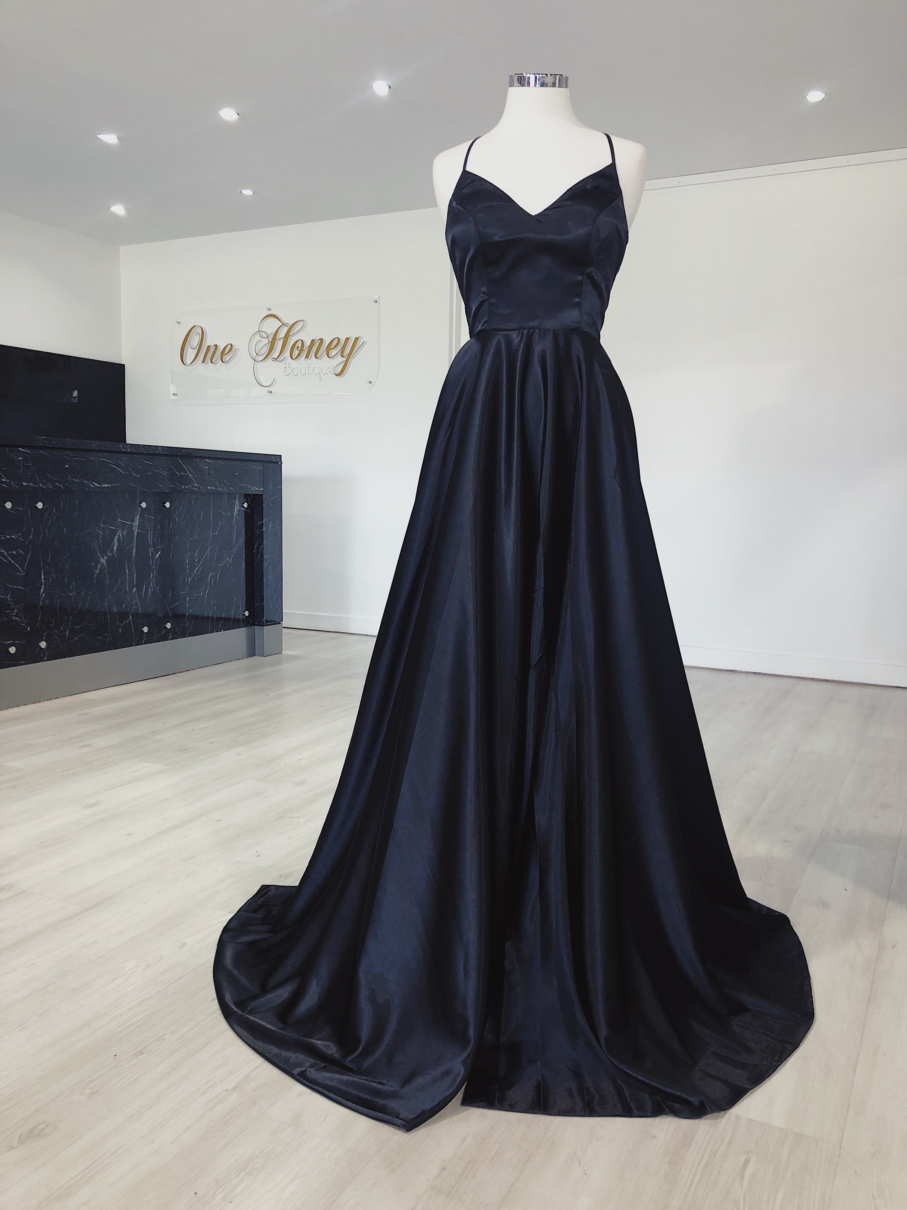 Honey Couture NIKOLINA Silky Custom Made Formal Dress {vendor} AfterPay Humm ZipPay LayBuy Sezzle