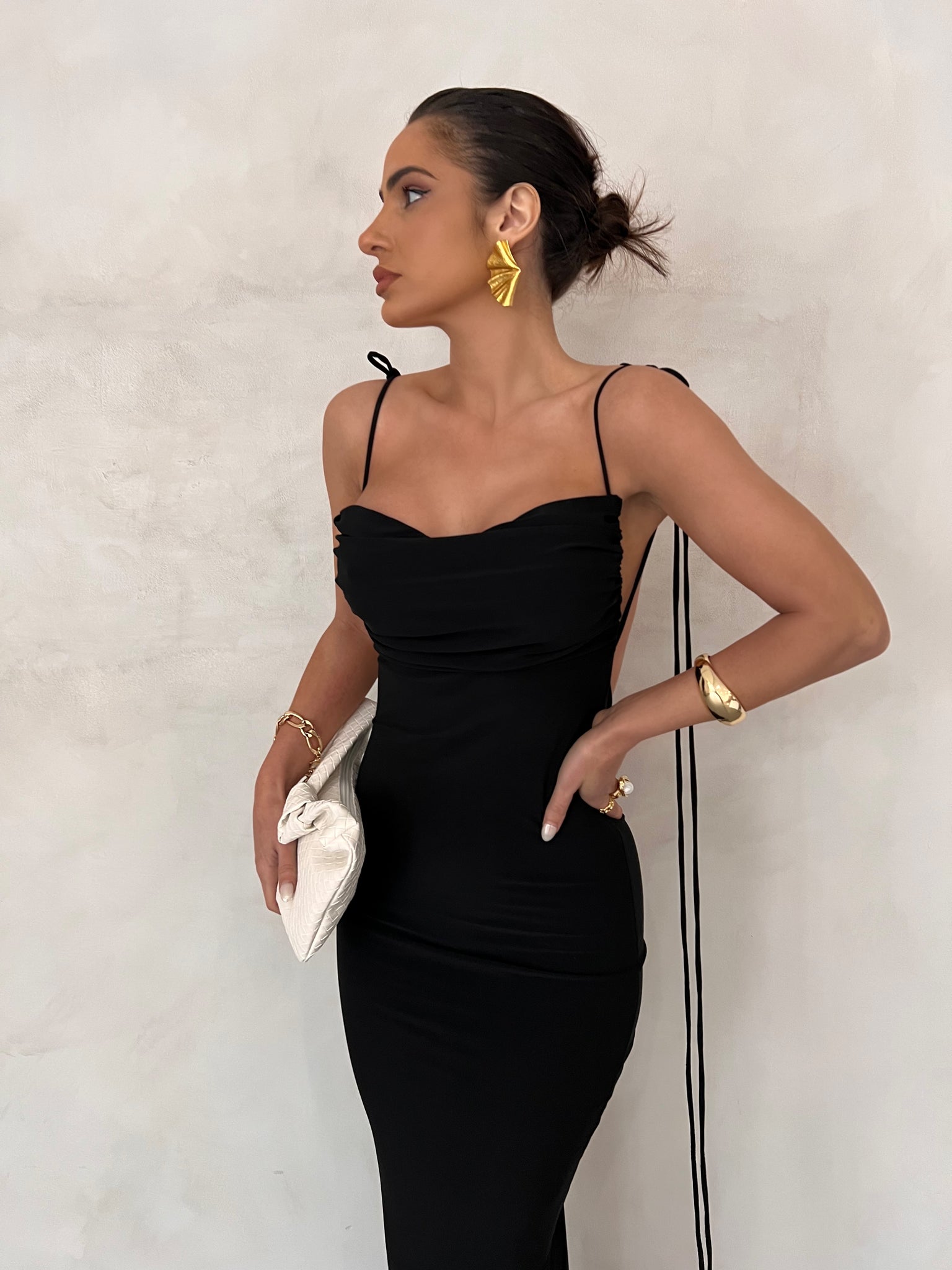 MÉLANI The Label JIANI Low Back Dress in Black