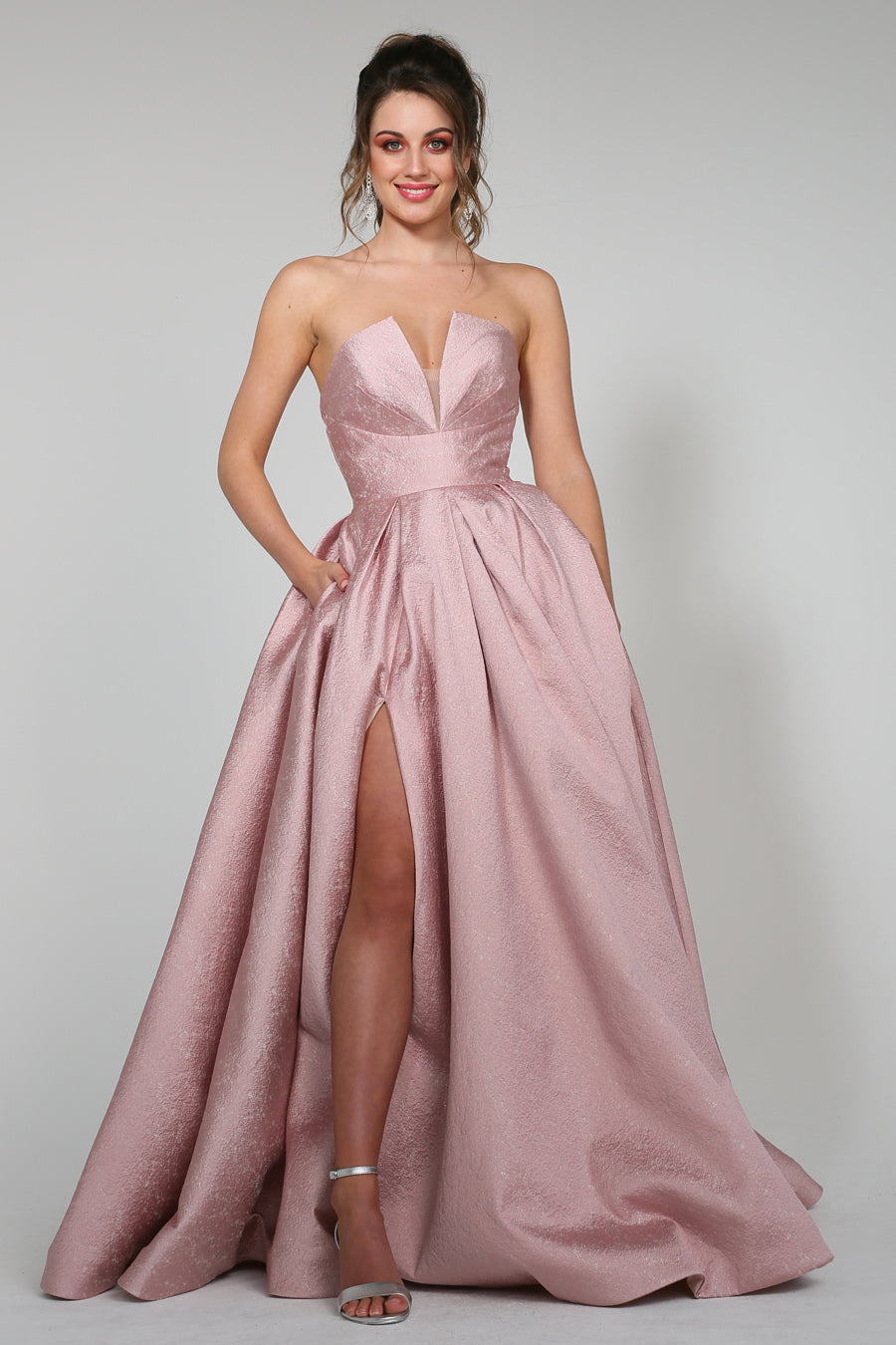 Tina Holly Couture TA611B Dusty Pink Strapless Ball Gown Formal Dress