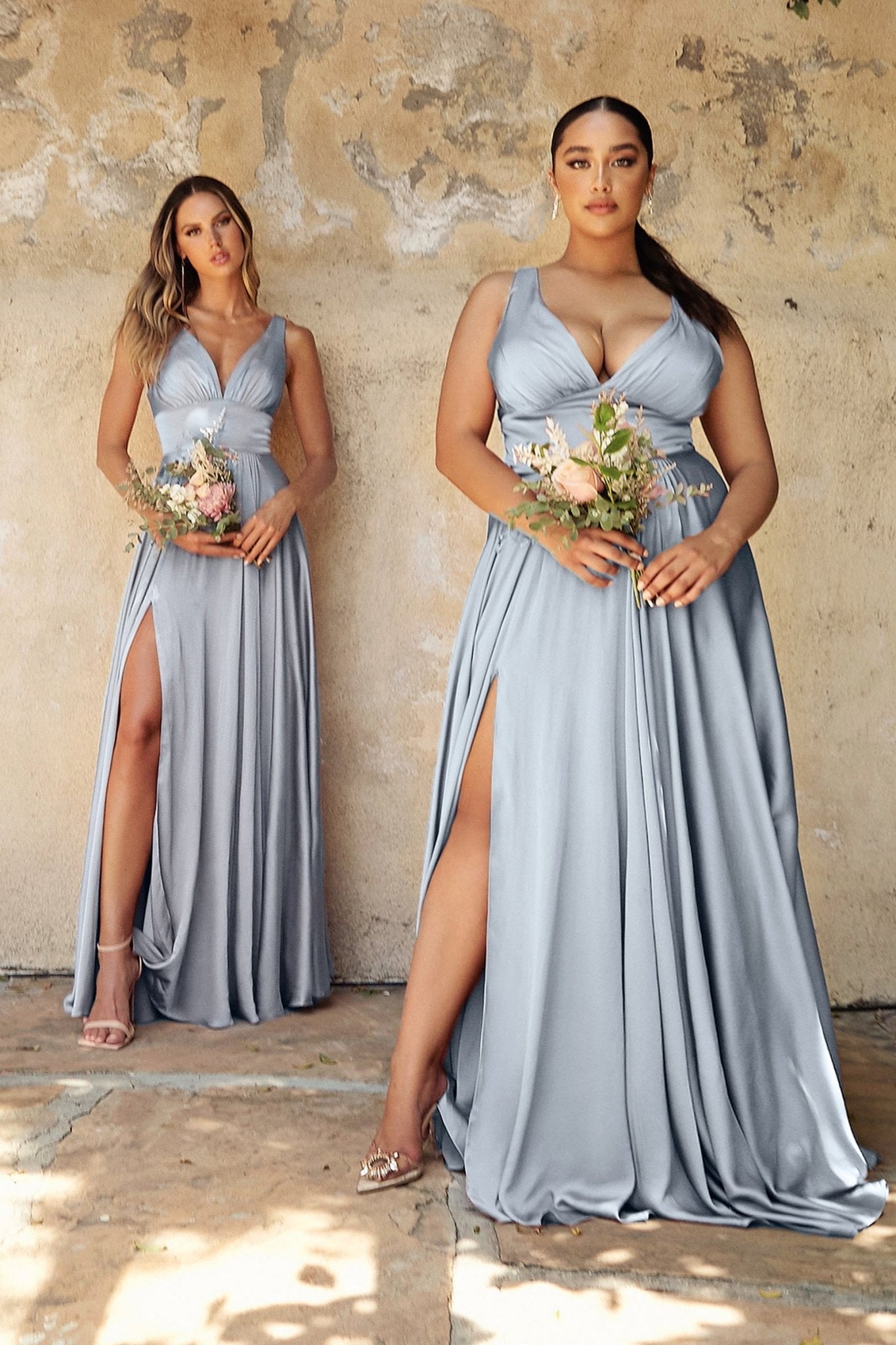 NELLIE Deep V Front Silky A Line Bridesmaid Formal Dress in Australia | One Honey Boutique