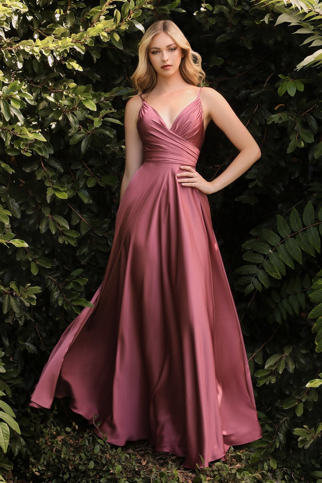 SIMONA Ruched Waist Leg Split Silky Bridesmaid Formal Dress in Australia | One Honey Boutique