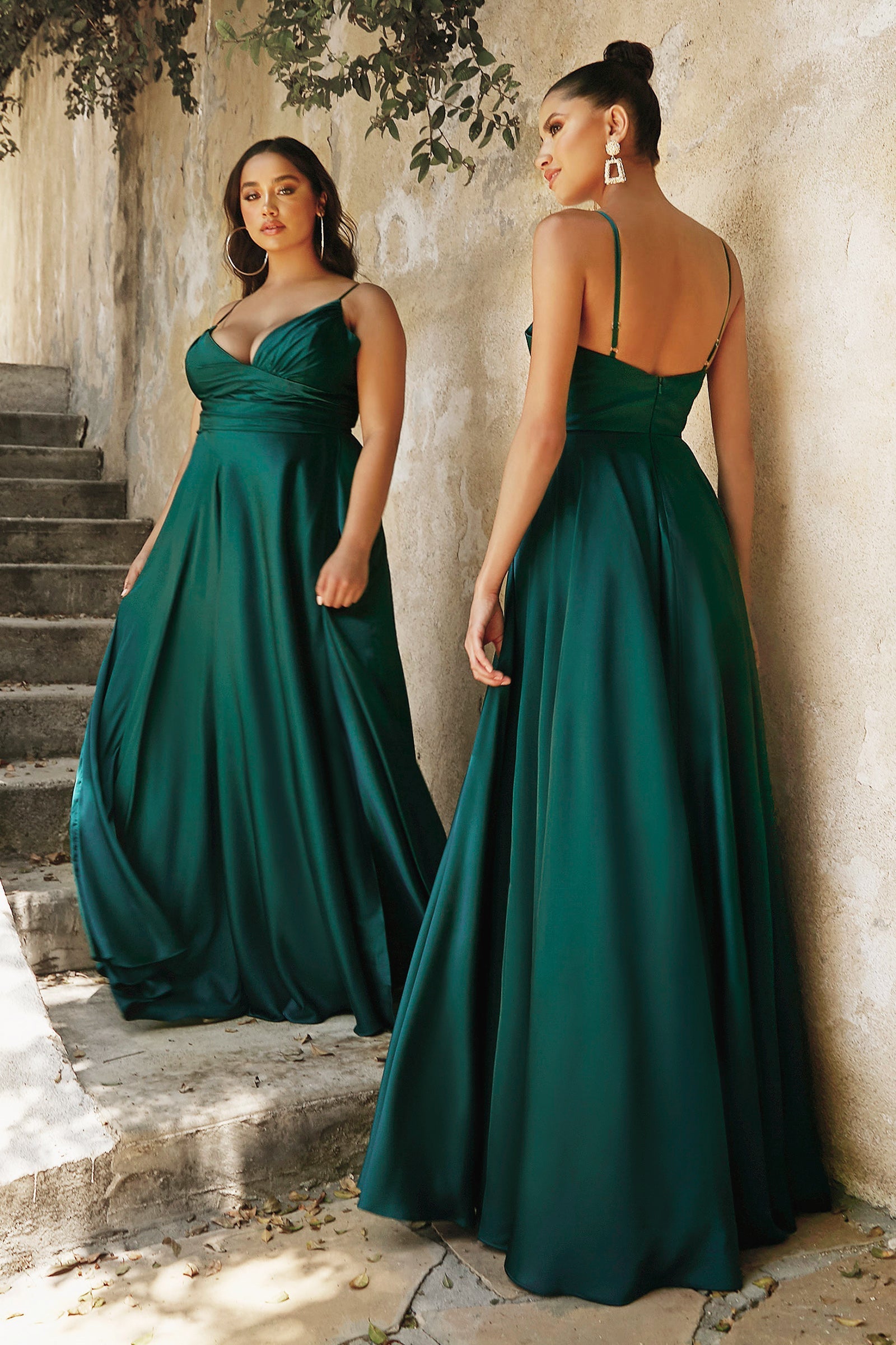 SIMONA Ruched Waist Silky Bridesmaid Dress with Leg Split and V-neckline, evening gown, Brisbane to Gold Coast, Australia.