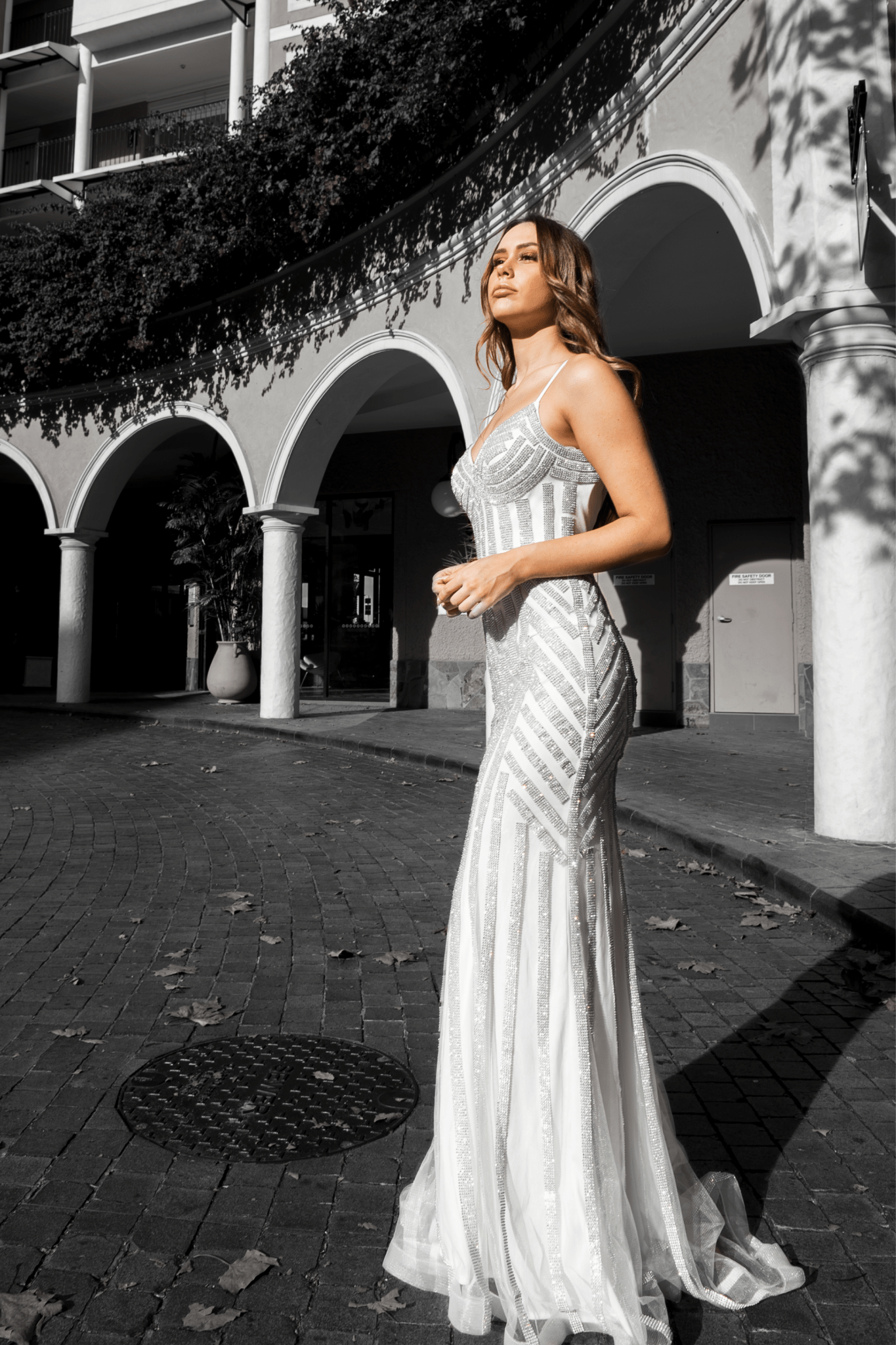 Honey Couture DIAMONDS White Sequin Mermaid Formal Wedding Gown Dress Honey Couture DIAMONDS White Sequin Mermaid Formal Wedding Gown Dress