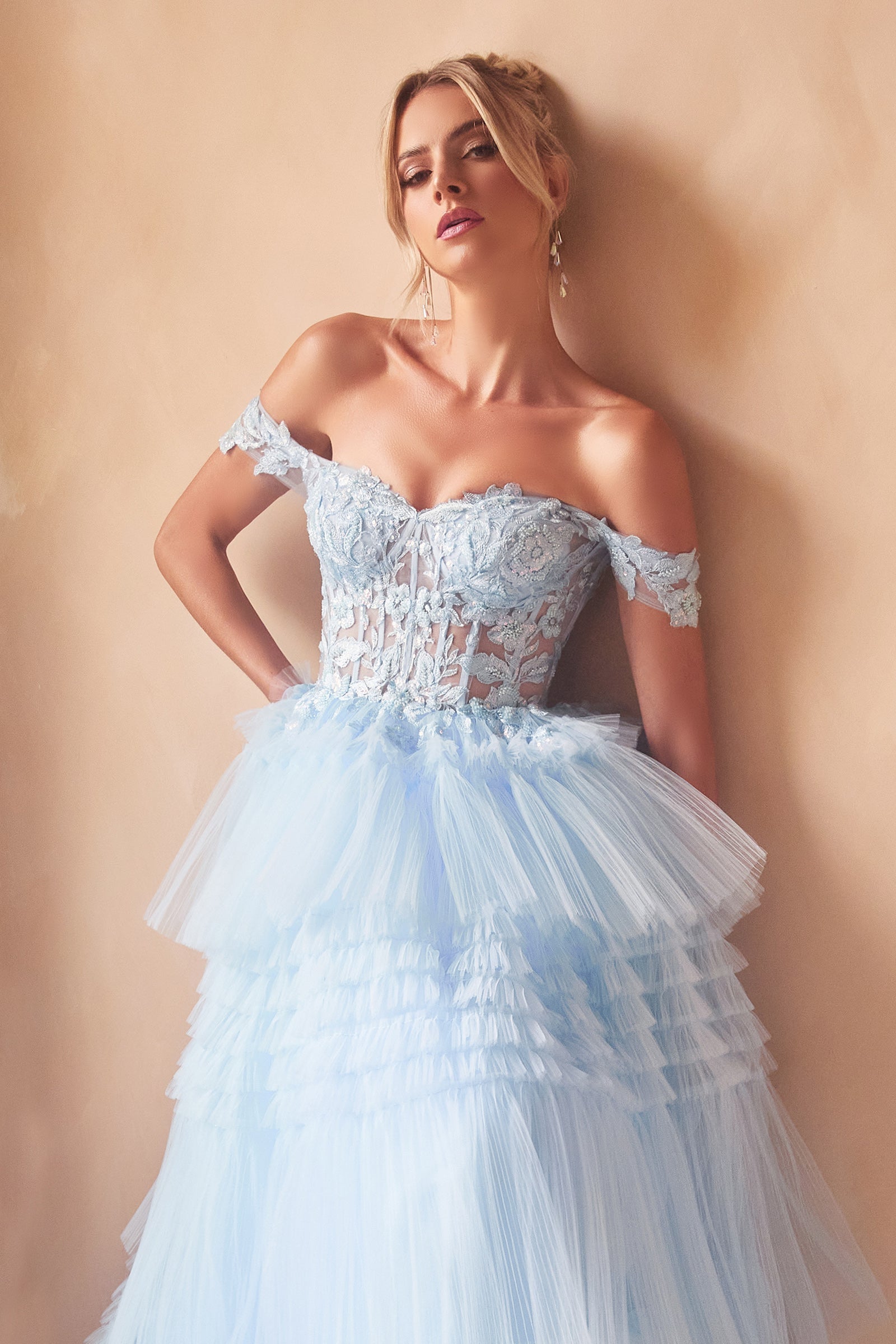 LISTARI Tulle Off Shoulder Ball Gown with lace-appliqued bodice, prom dress. Brisbane to Gold Coast, Australia