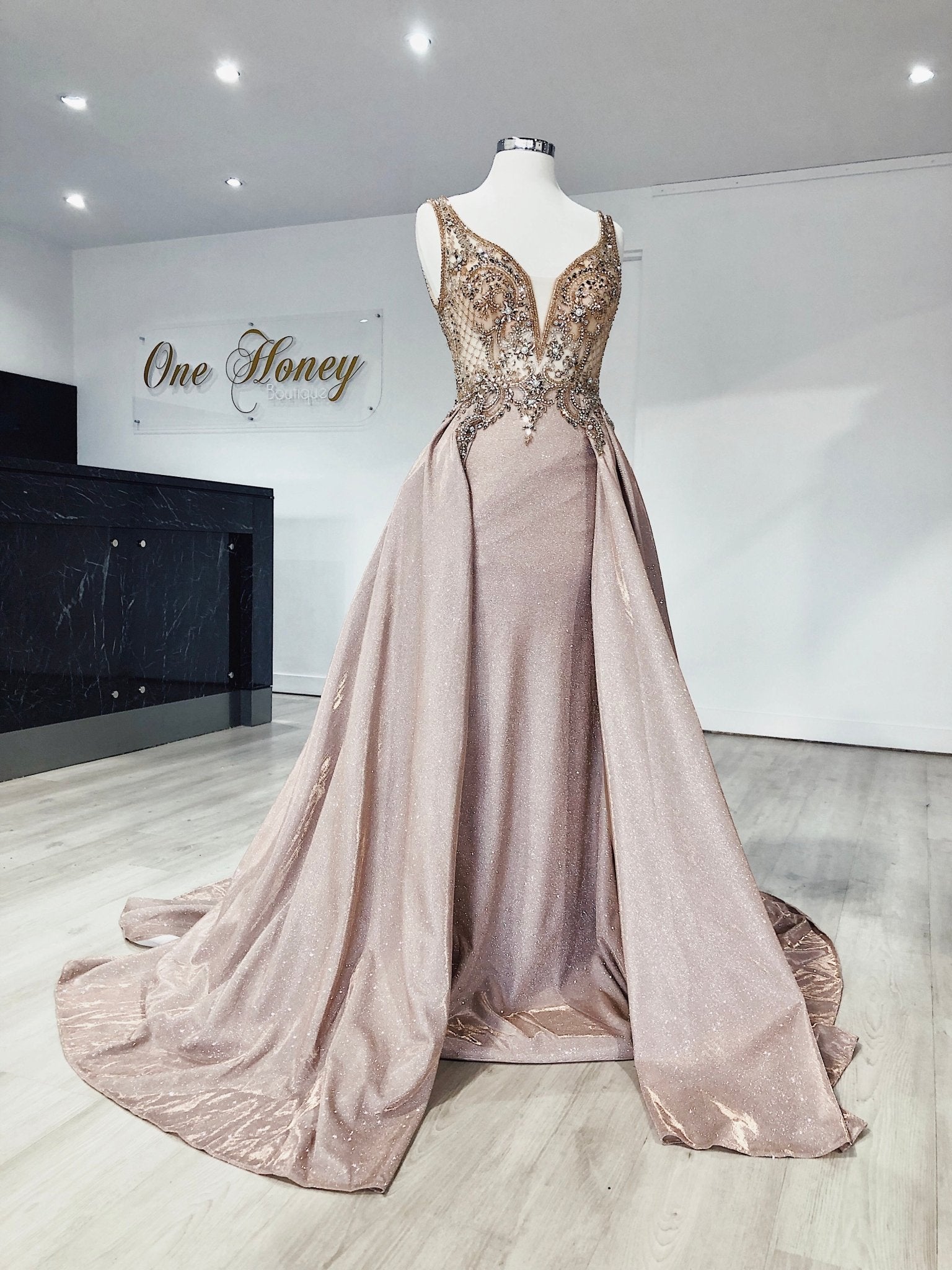 MEESHA Crystal Over Skirt Princess Gown in Australia | One Honey Boutique