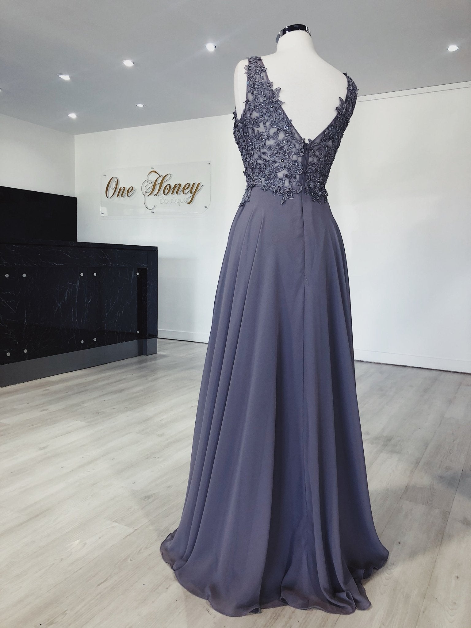 Honey Couture MEESHELL Lace Applique Chiffon Dress in Australia | One Honey Boutique