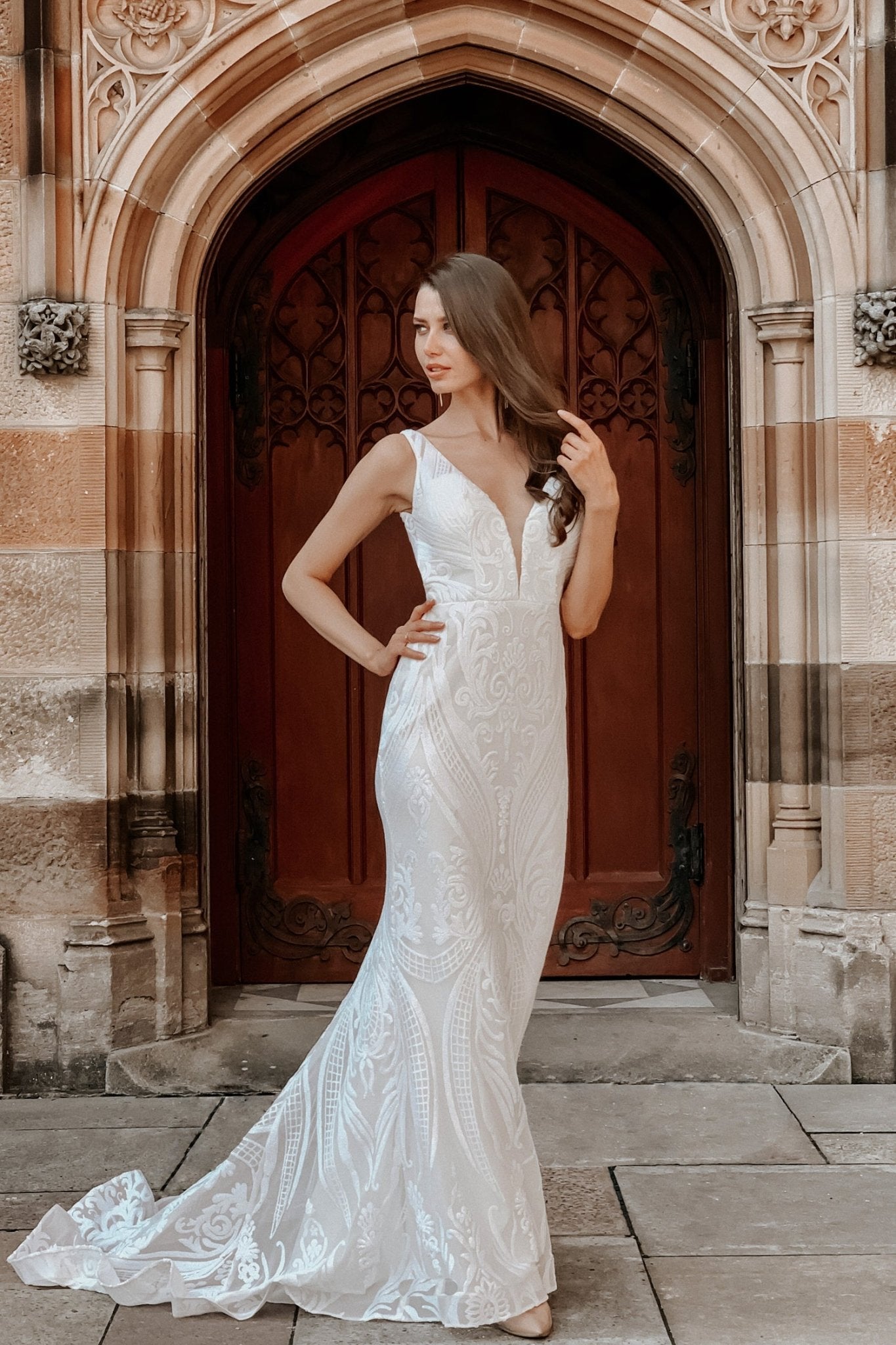 Tina Holly Couture BA109 Off White Sequin & Lace Mermaid Bridal Formal Dress in Australia | One Honey Boutique