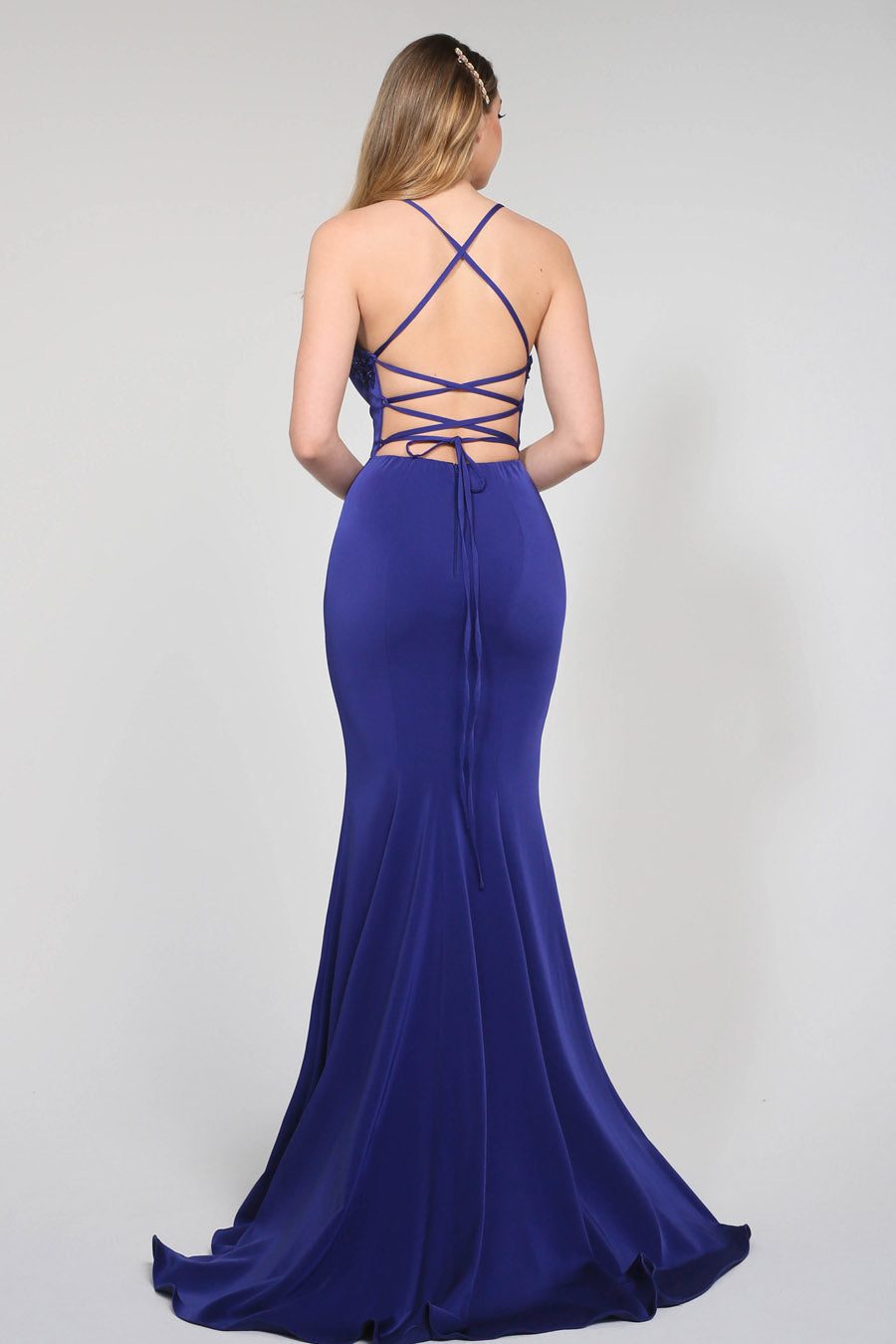 Tina Holly Couture Designer BA111 Blue Purple Satin Mermaid Formal Dress Tina Holly Couture$ AfterPay Humm ZipPay LayBuy Sezzle