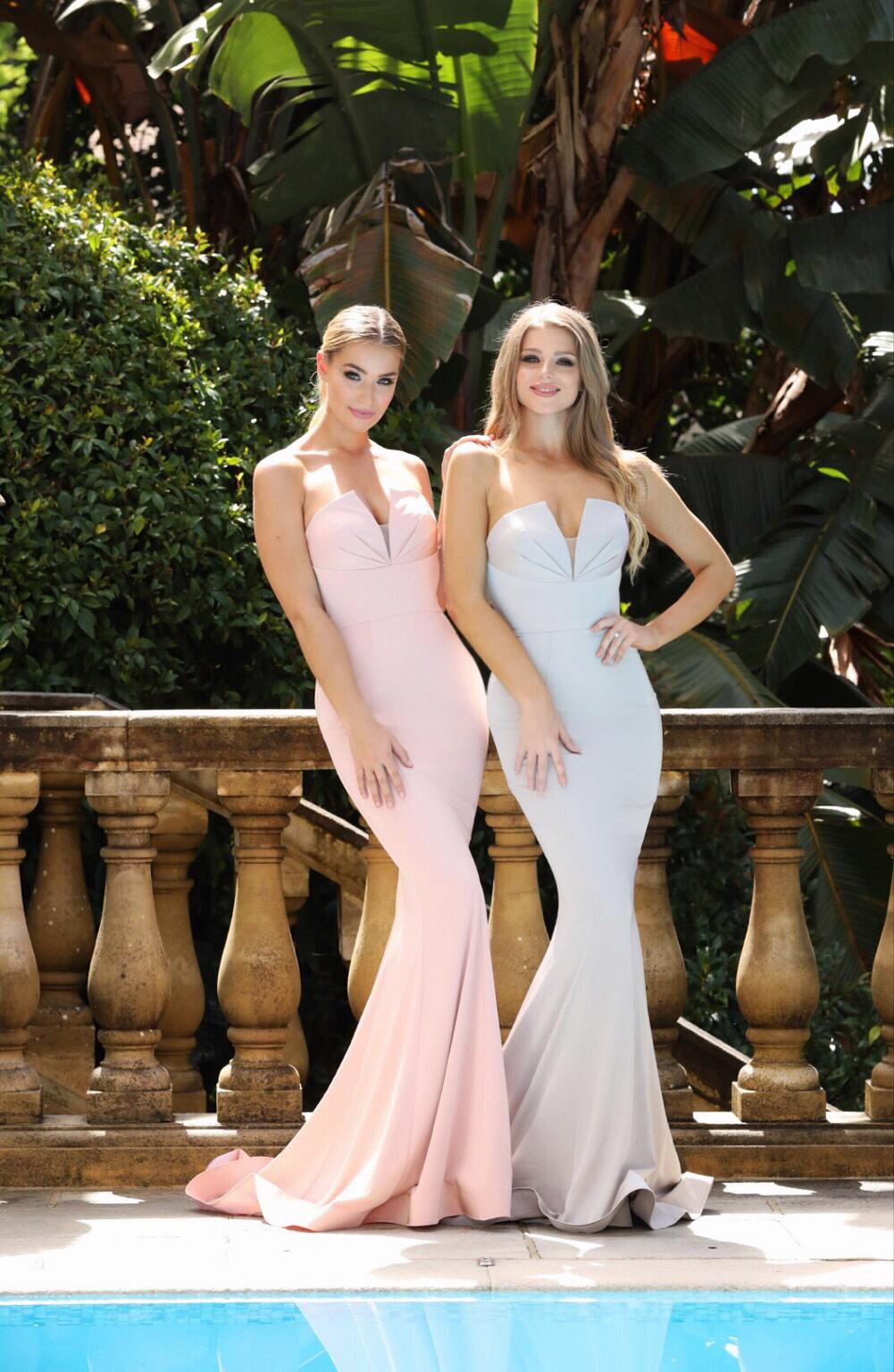 Tina Holly Couture Designer BA651 Stone Satin Strapless Mermaid Formal Dress in Australia | One Honey Boutique