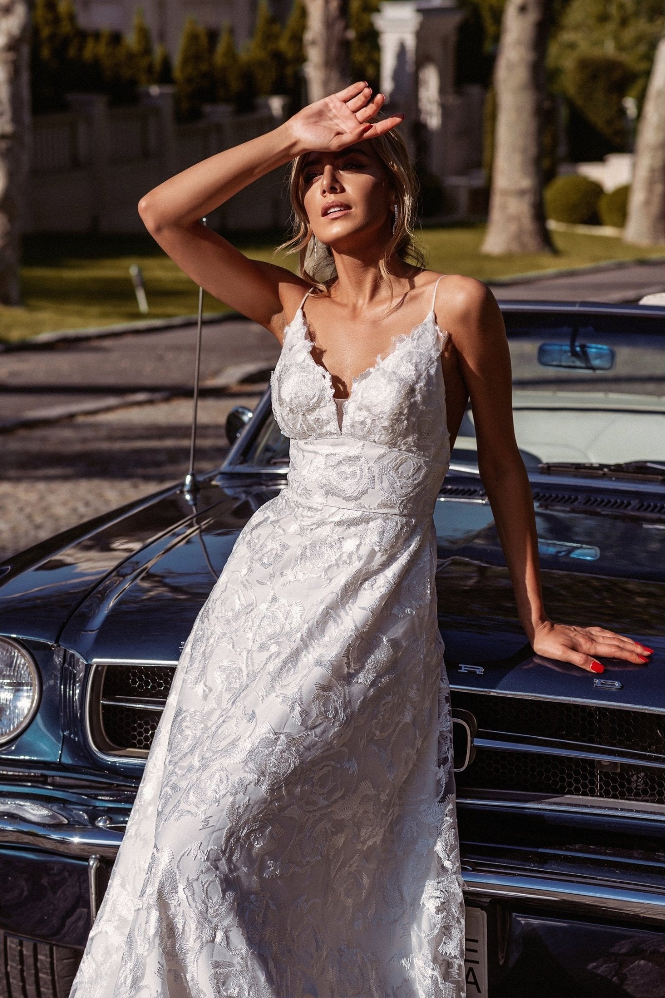 Tina Holly Couture BB014 Ivory Floral Lace Open Back Wedding Dress in Australia | One Honey Boutique