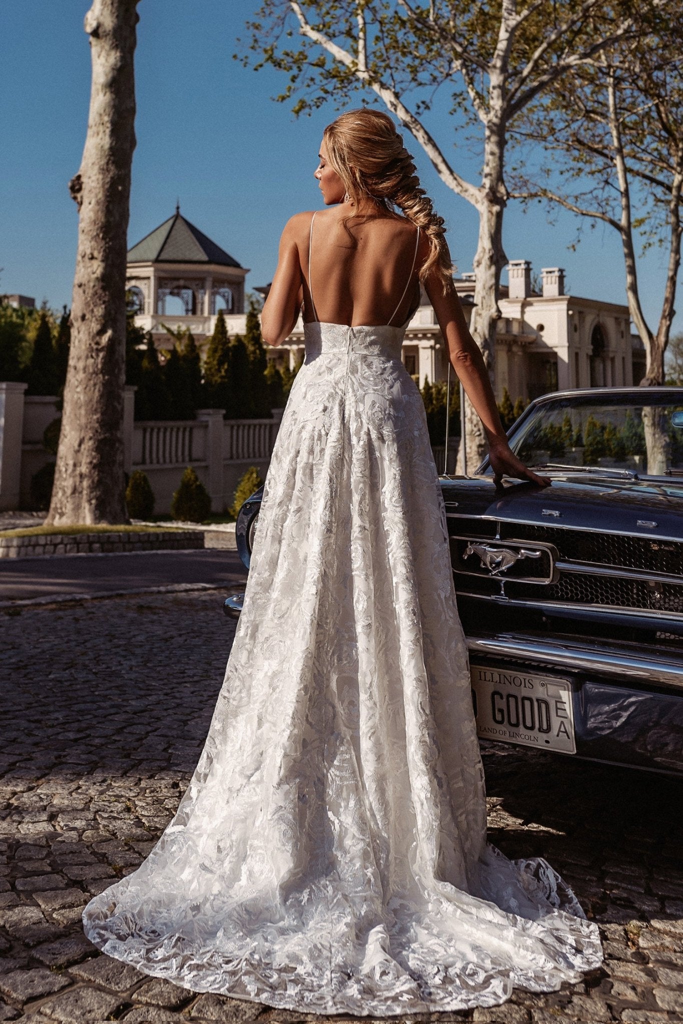 Tina Holly Couture BB014 Ivory Floral Lace Open Back Wedding Dress in Australia | One Honey Boutique
