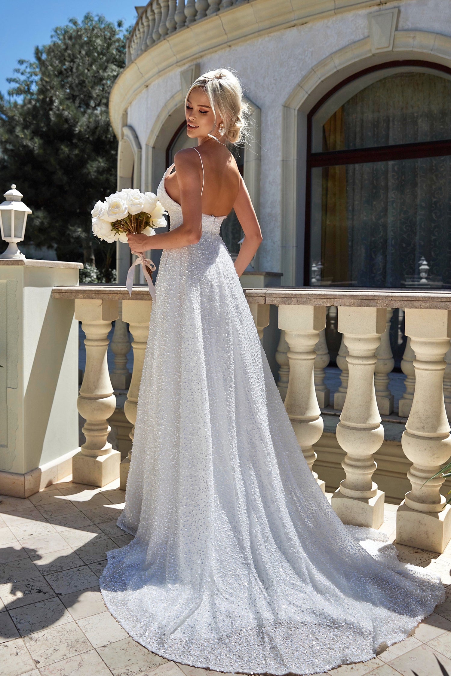 TINA HOLLY COUTURE BB019 Sleeveless Sequin Wedding Dress with Open Back Brisbane to Gold Coast