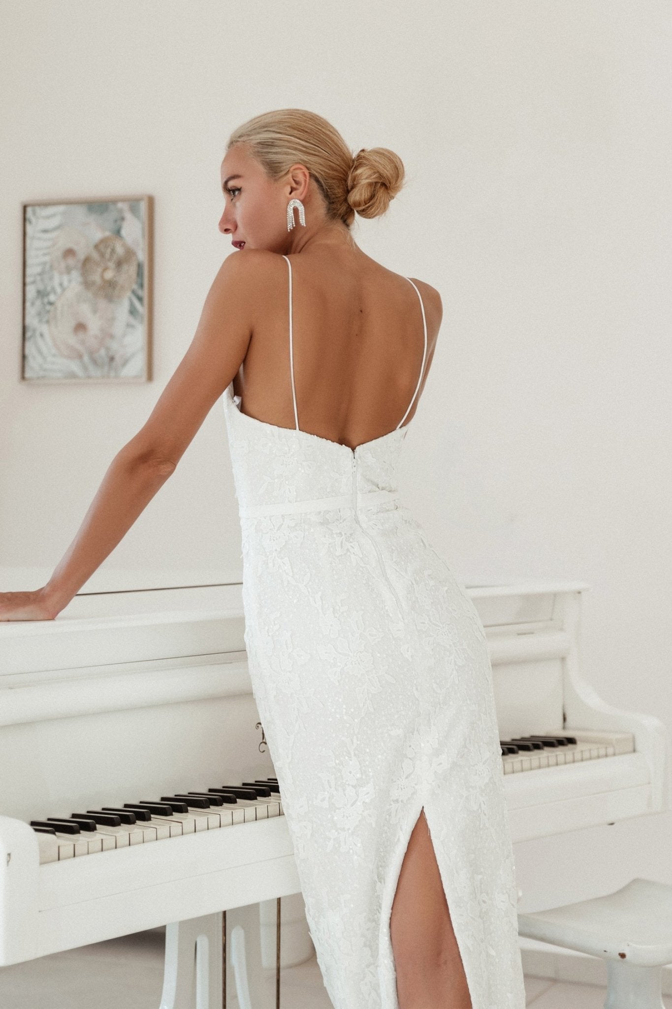 Tina Holly Couture BB022W White & White Sequin Mermaid Fitted With Detachable Overlay Wedding Dress in Australia | One Honey Boutique