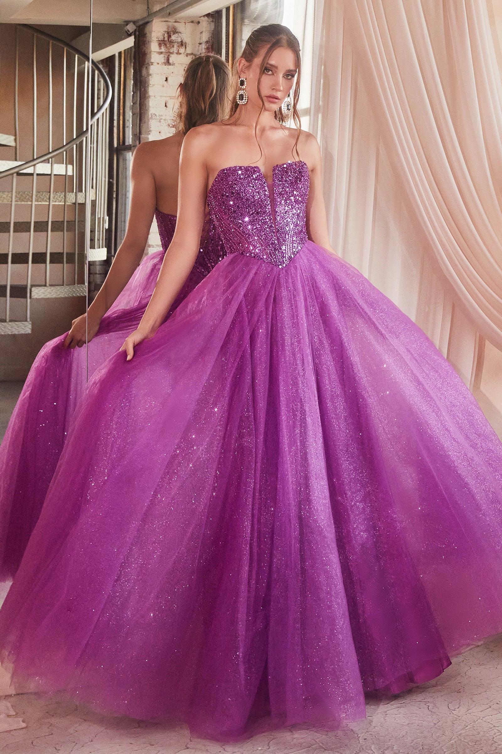 LEIA Strapless Bustier Tulle A-Line Ball Gown with sequin bodice, perfect for prom, Brisbane to Gold Coast.