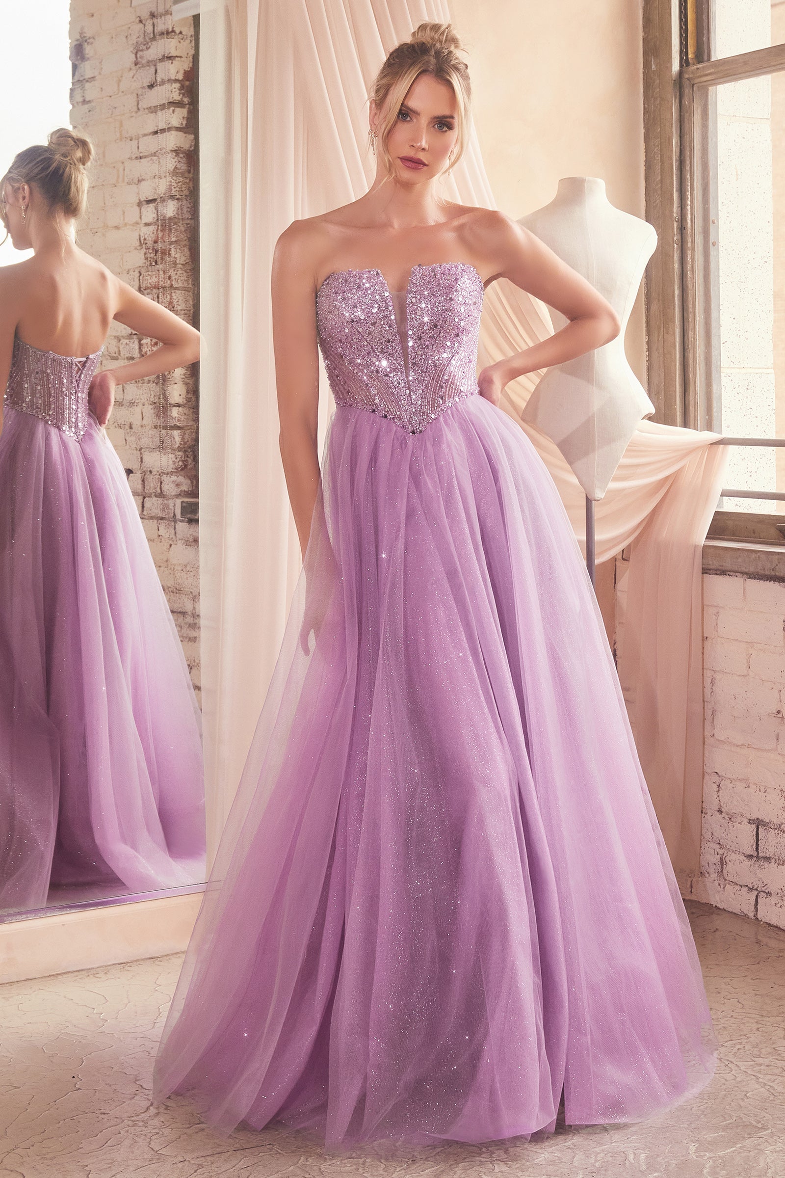LEIA Strapless Bustier Tulle A-Line Ball Gown with sequin bodice, perfect prom gown. Brisbane to Gold Coast. Australia