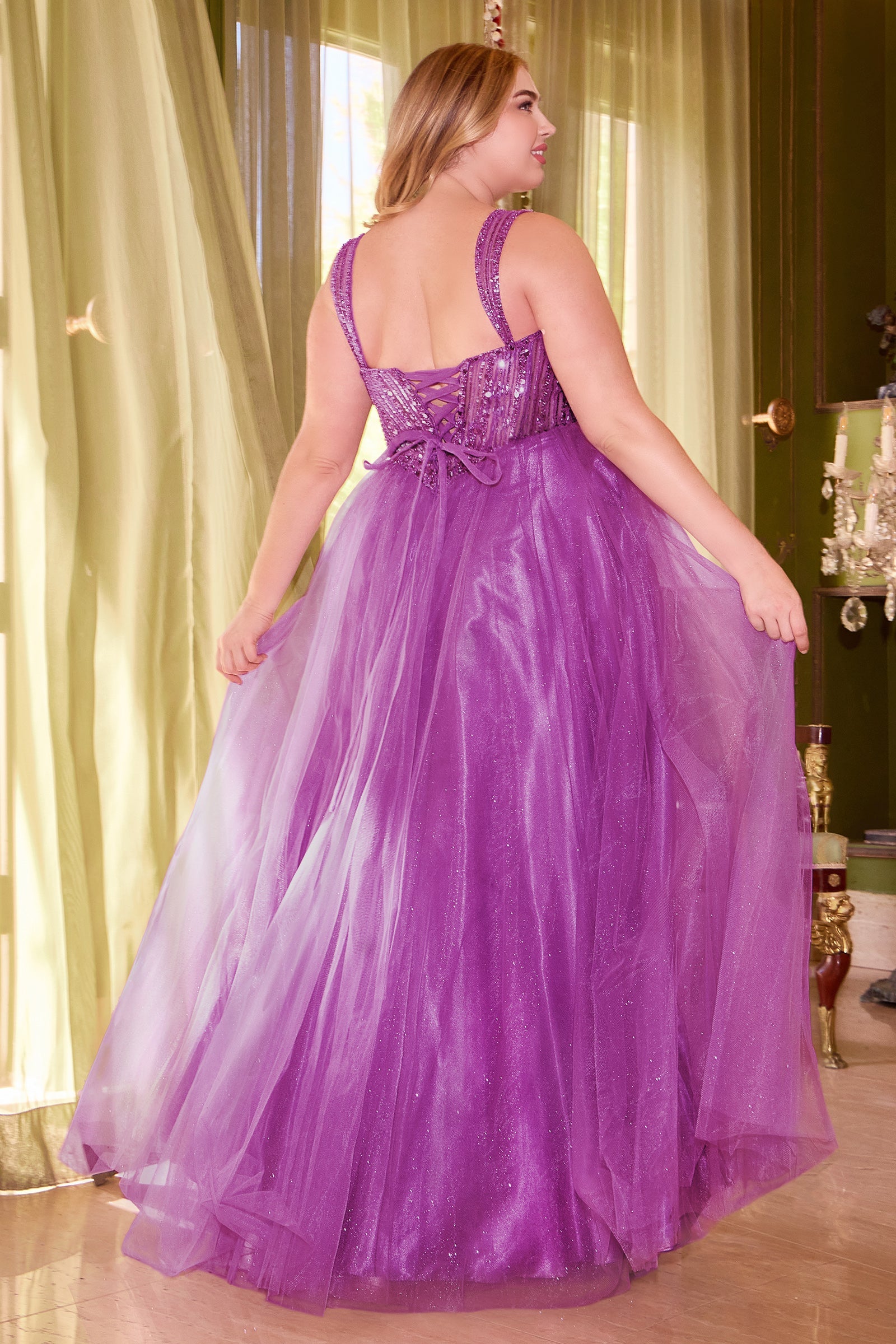 FEMME-Curves-LEIA-Plus-Size-Tulle-A-Line-Prom-Formal-Dress-Purple-Sequin-Embellished-Corset-Back-Curve-Australia-One-Honey