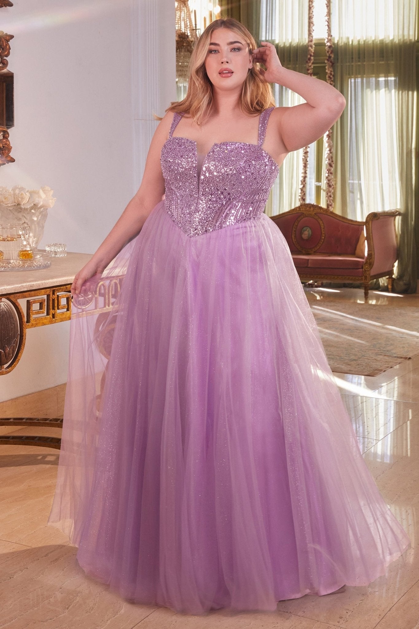 FEMME Curves LEIA Plus Size Tulle A Line Prom & Formal Dress in Australia | One Honey Boutique