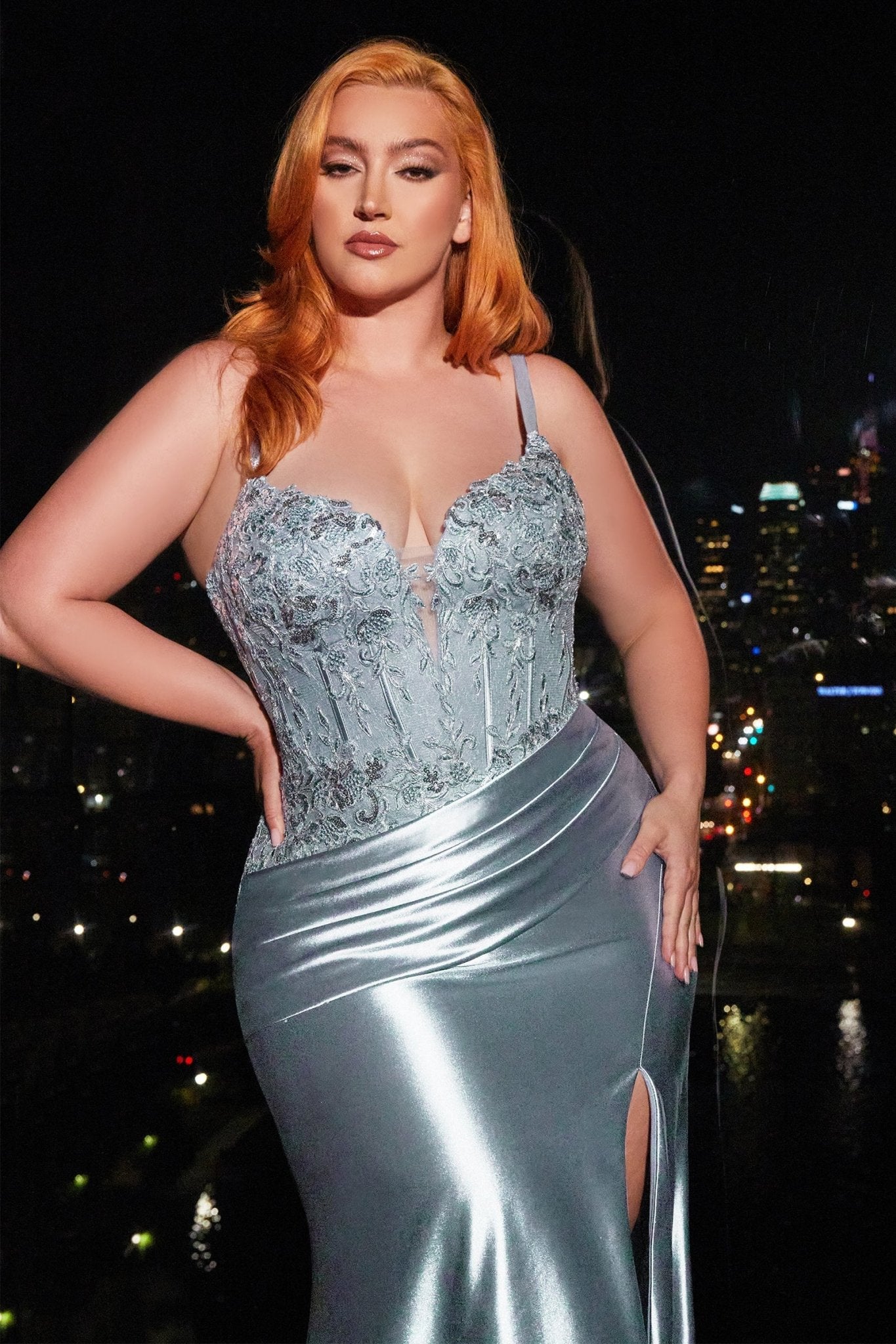 FEMME Curves SUKI Plus Size Lace Bustier Mermaid Prom & Formal Dress in Australia | One Honey Boutique