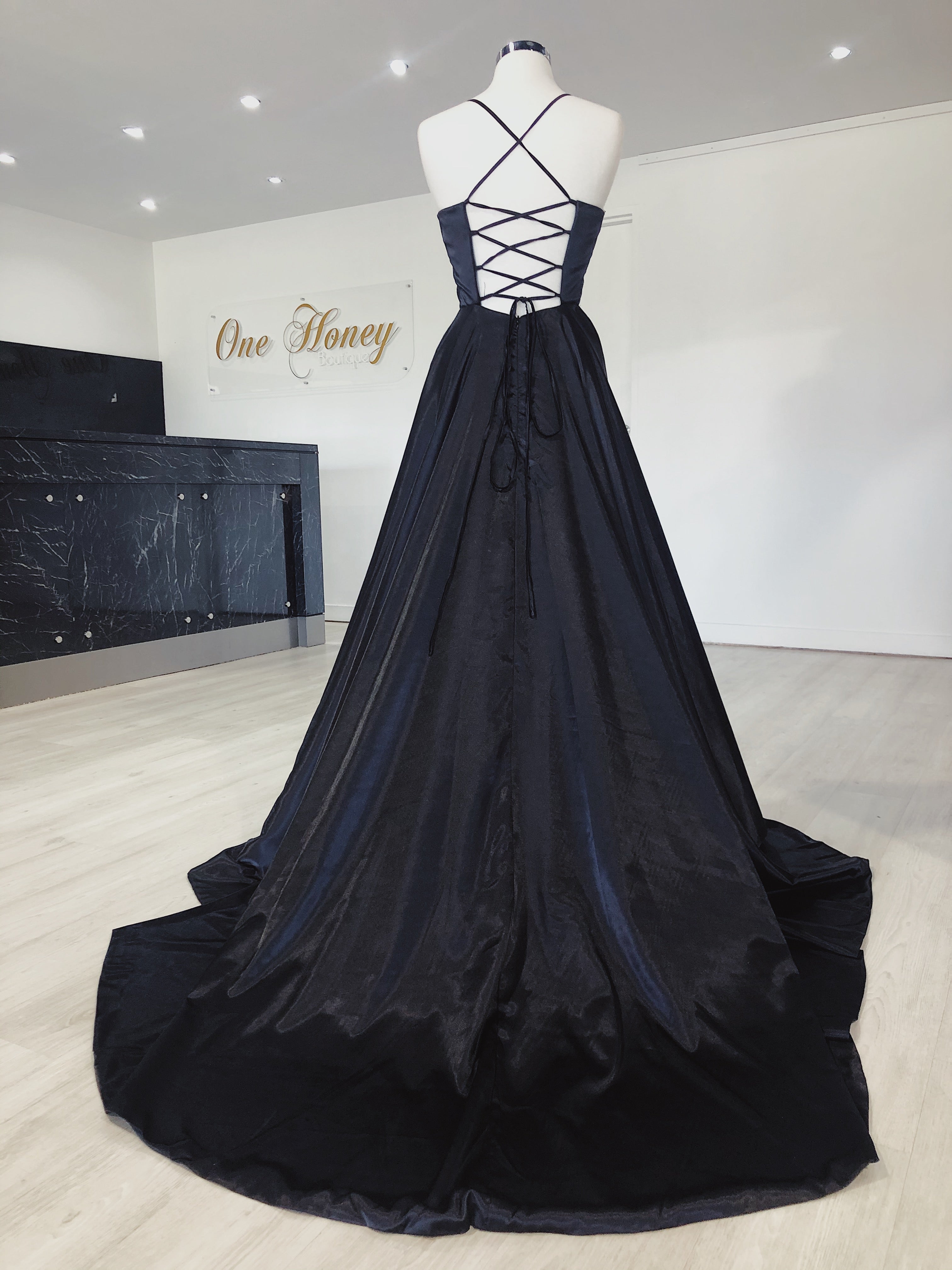 Honey Couture NIKOLINA Silky Custom Made Formal Dress {vendor} AfterPay Humm ZipPay LayBuy Sezzle