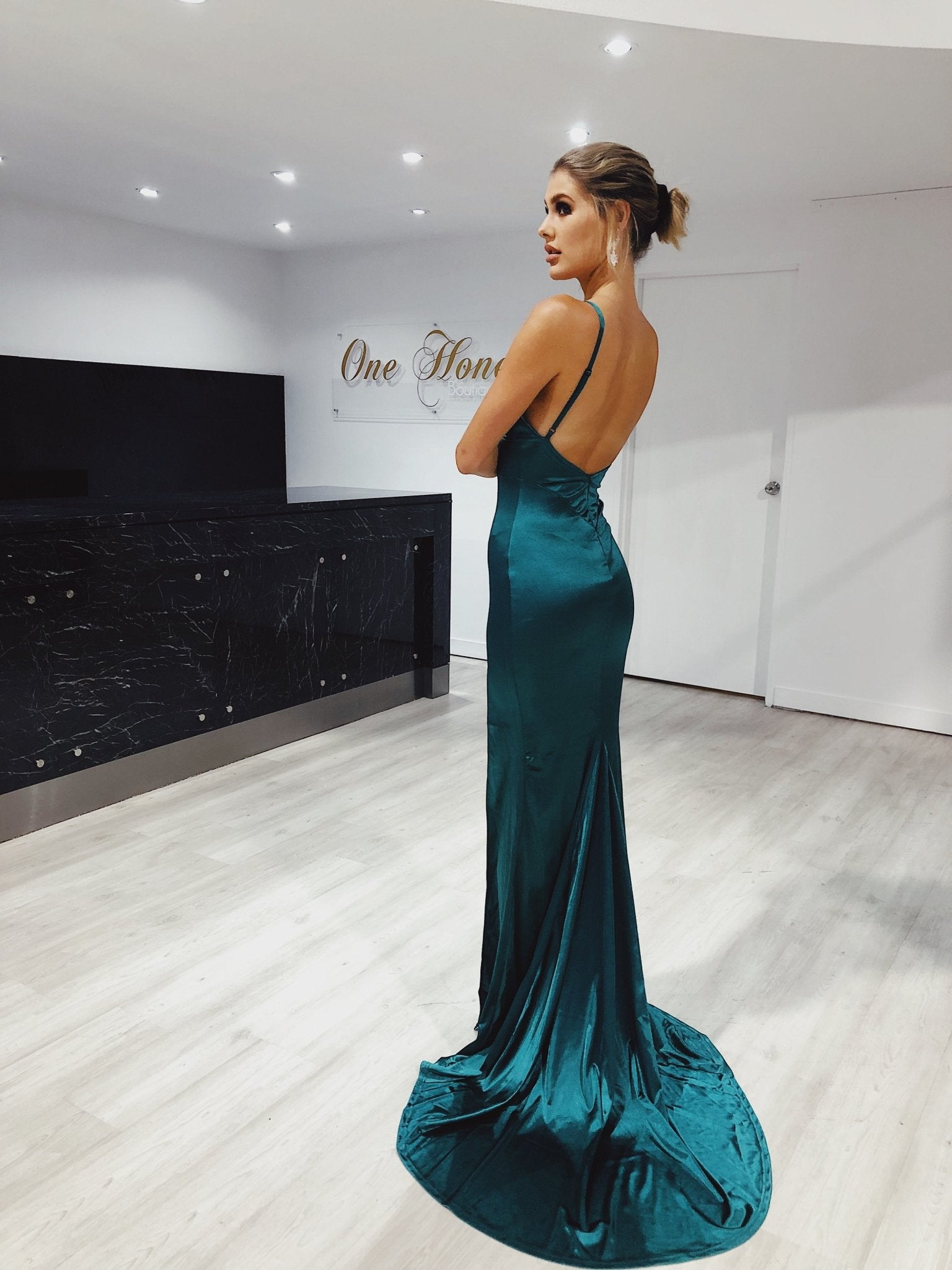 Honey Couture AISHA Low Back Mermaid Evening Gown Dress in Australia | One Honey Boutique