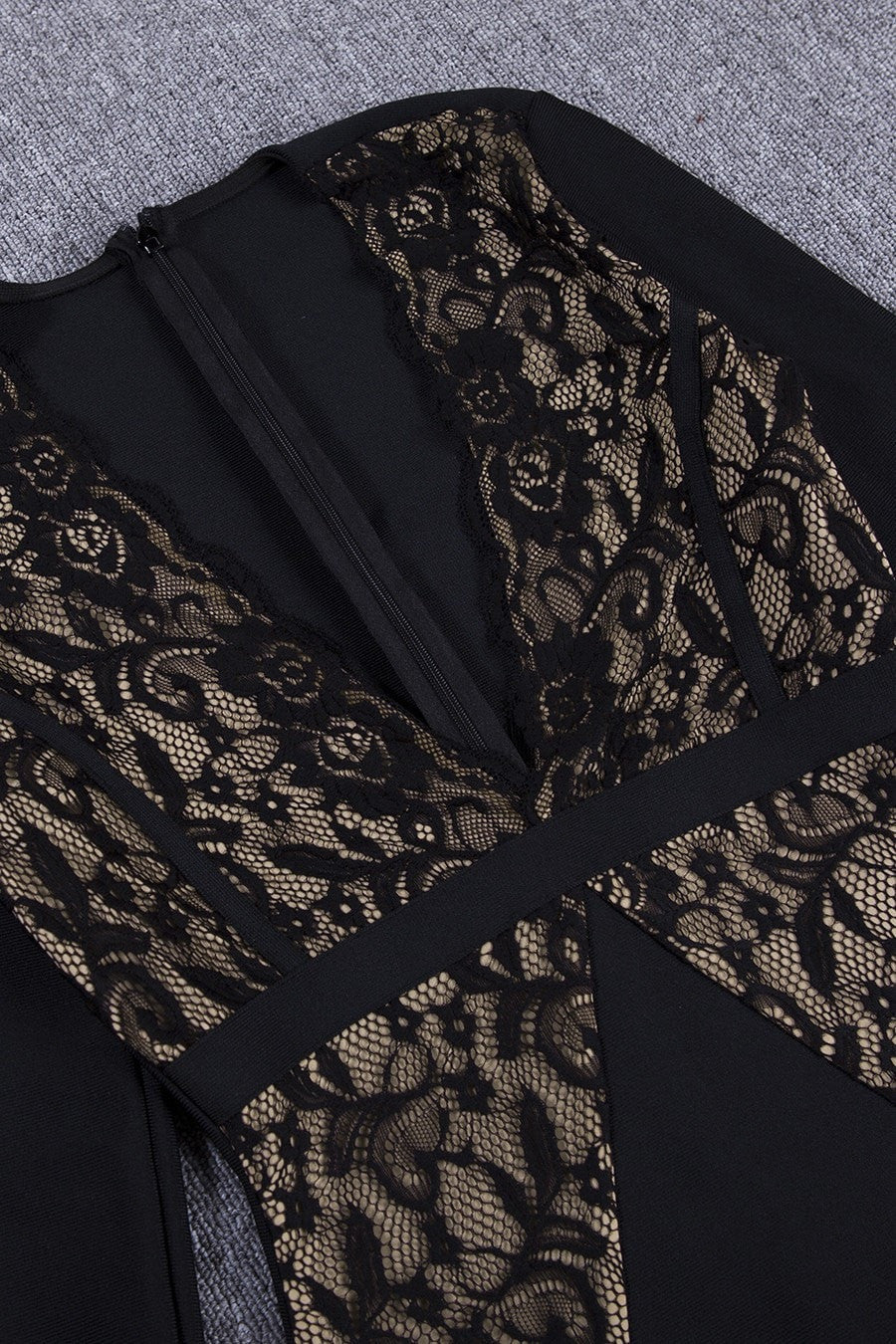 Honey Couture HALO Black & Nude Lace Long Sleeve Dress Honey Couture$ AfterPay Humm ZipPay LayBuy Sezzle
