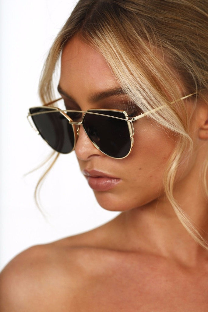 Honey Couture KOURTNEY Black & Gold Sunglasses Honey Couture Sunglasses$ AfterPay Humm ZipPay LayBuy Sezzle