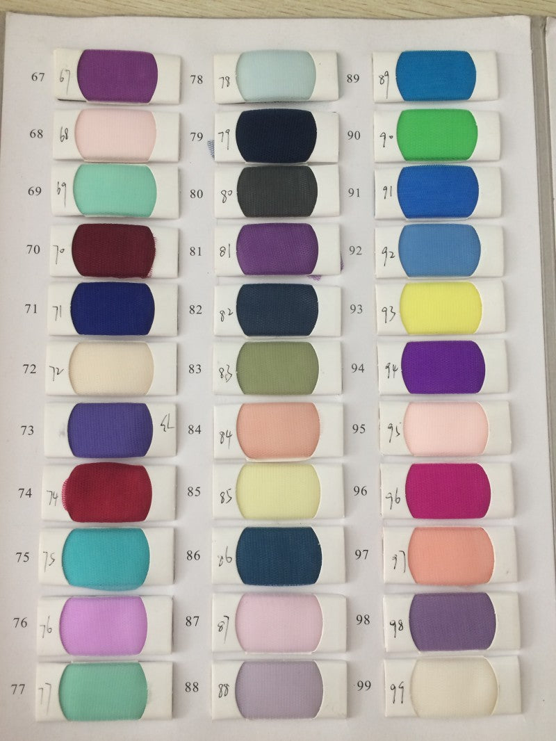 Fabric color swatch chart displaying multiple shades on a numbered palette.