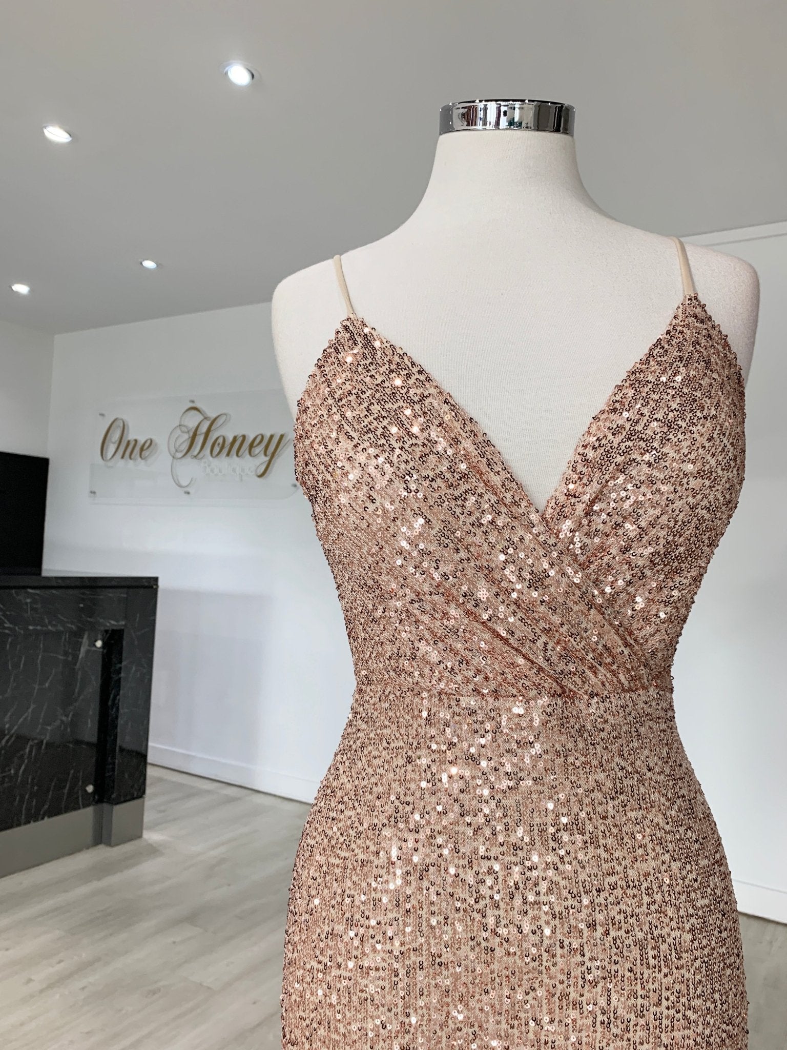 Honey Couture PEYTON Gold Sequin Formal Dress in Australia | One Honey Boutique
