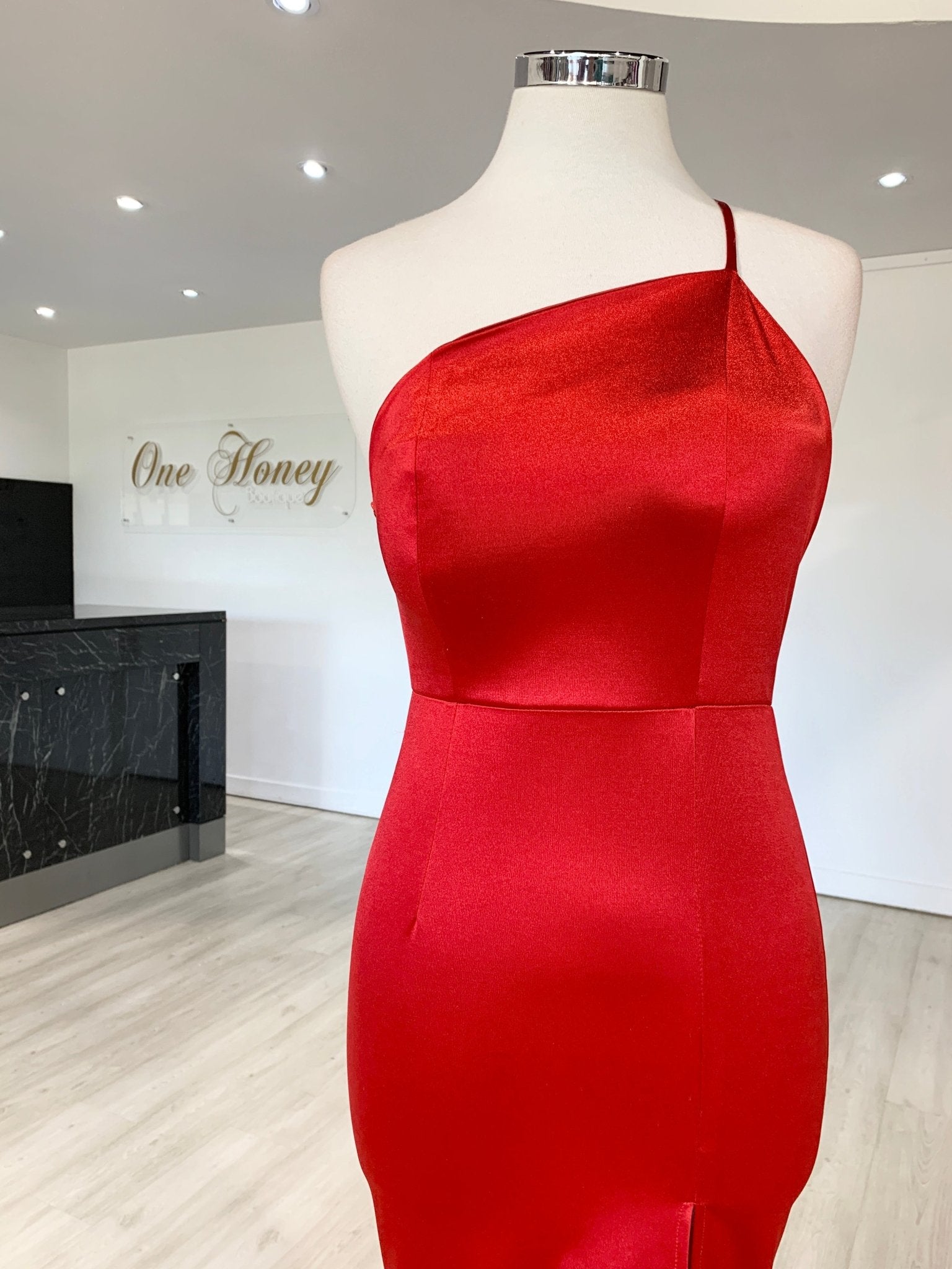 Honey Couture ABIGAIL Red Low Back Mermaid Evening Gown Dress in Australia | One Honey Boutique
