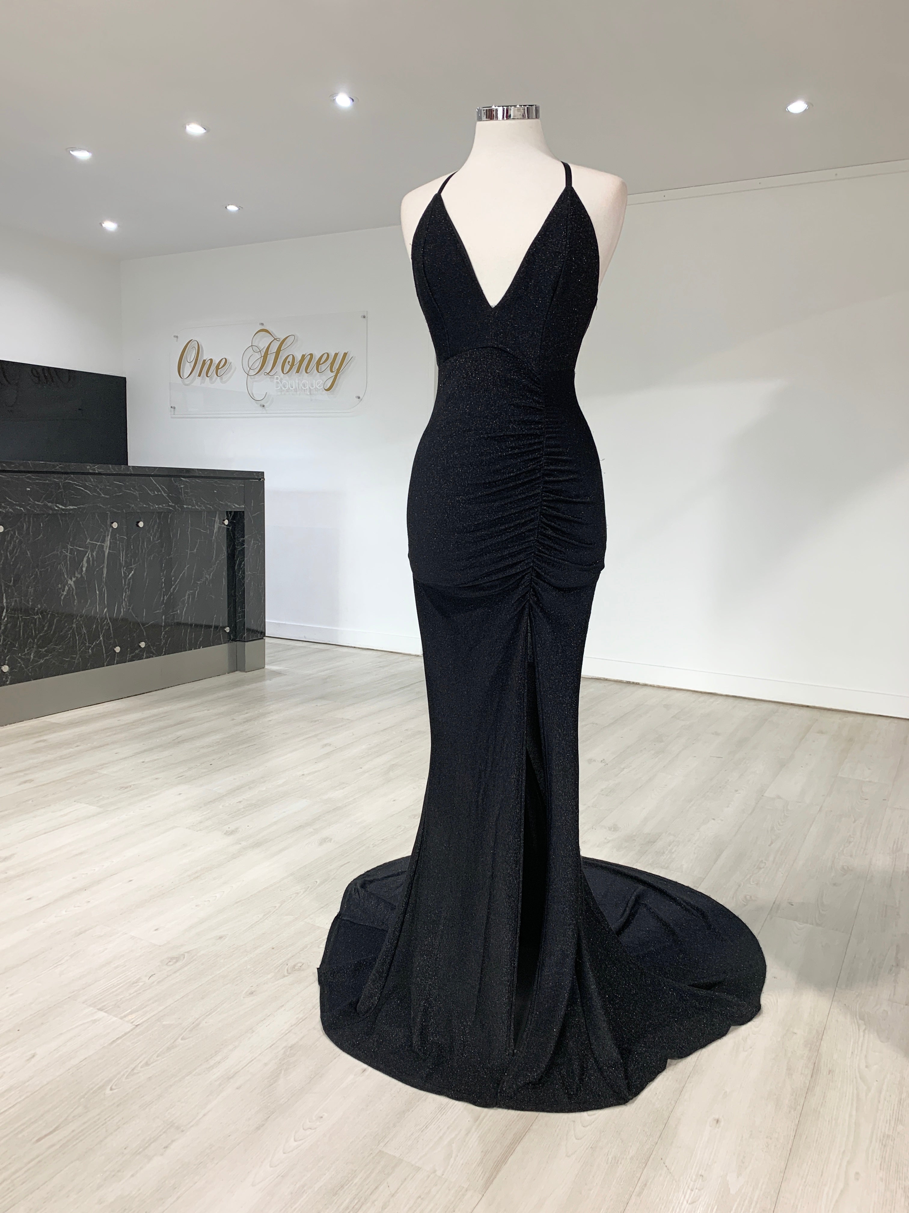 Honey Couture LUREX Black Sparkle Mermaid Evening Gown Dress, Australian Designer, Prom Dresses, Affordable Fashion