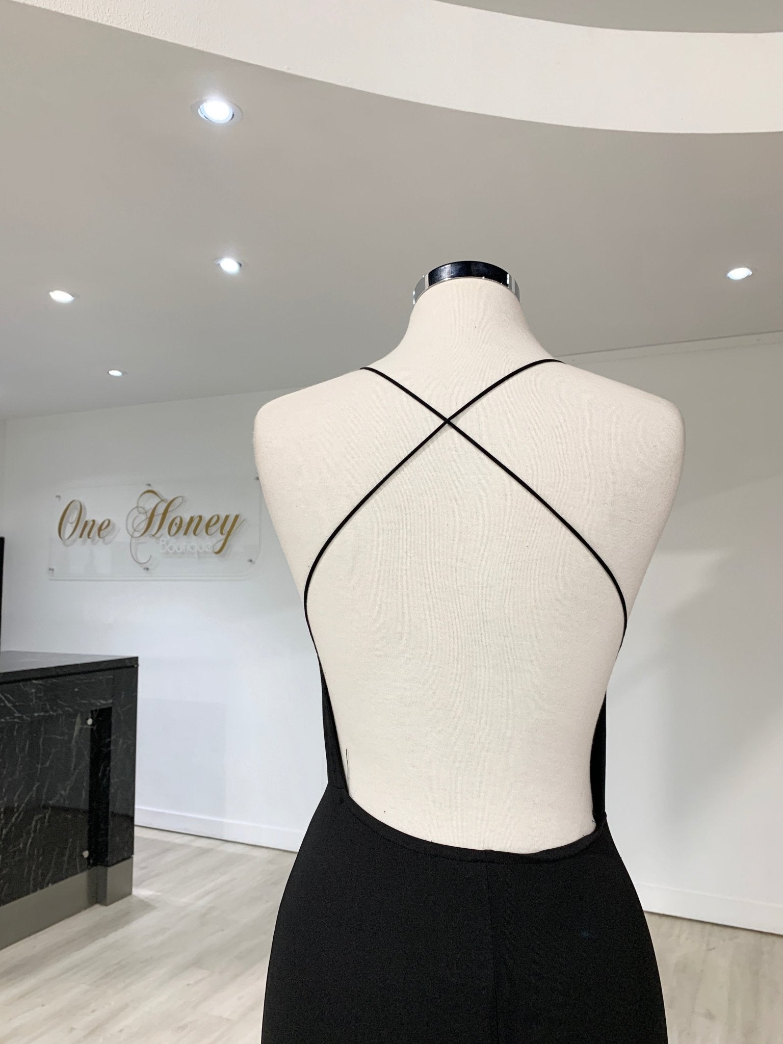 Honey Couture CIARA Black Low Back Formal Dress in Australia | One Honey Boutique