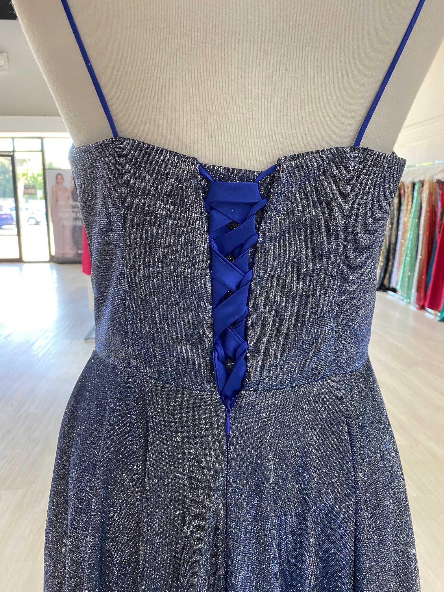 Honey Couture TAHLIA Glitter Fabric Lace Up Back Formal Dress in Australia | One Honey Boutique