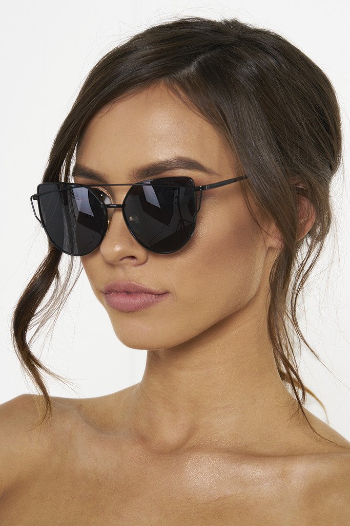 Honey Couture KOURTNEY Black on Black Sunglasses Honey Couture Sunglasses$ AfterPay Humm ZipPay LayBuy Sezzle