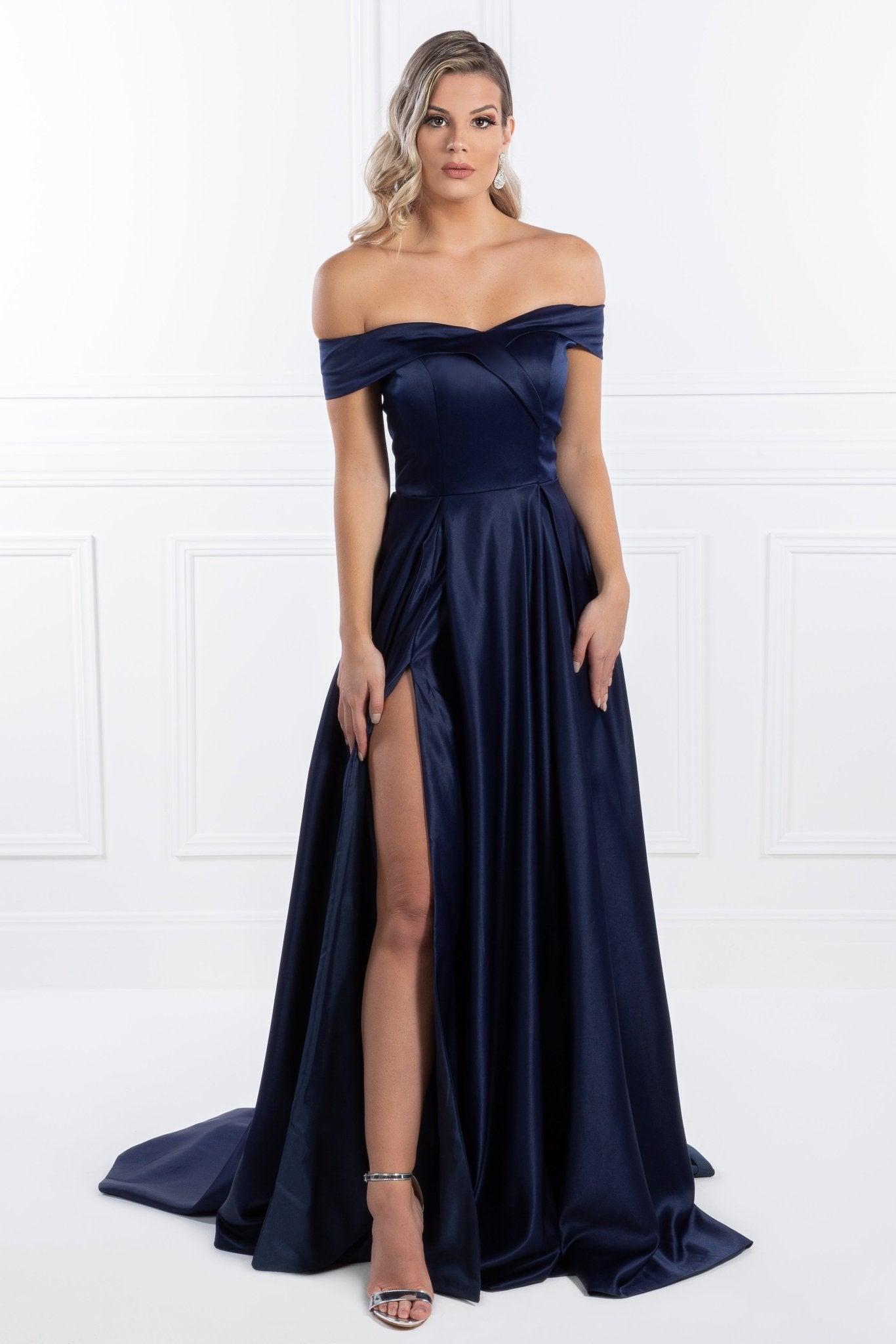 Honey Couture ABIGAIL Off Shoulder Full Skirt Formal Gown in Australia | One Honey Boutique