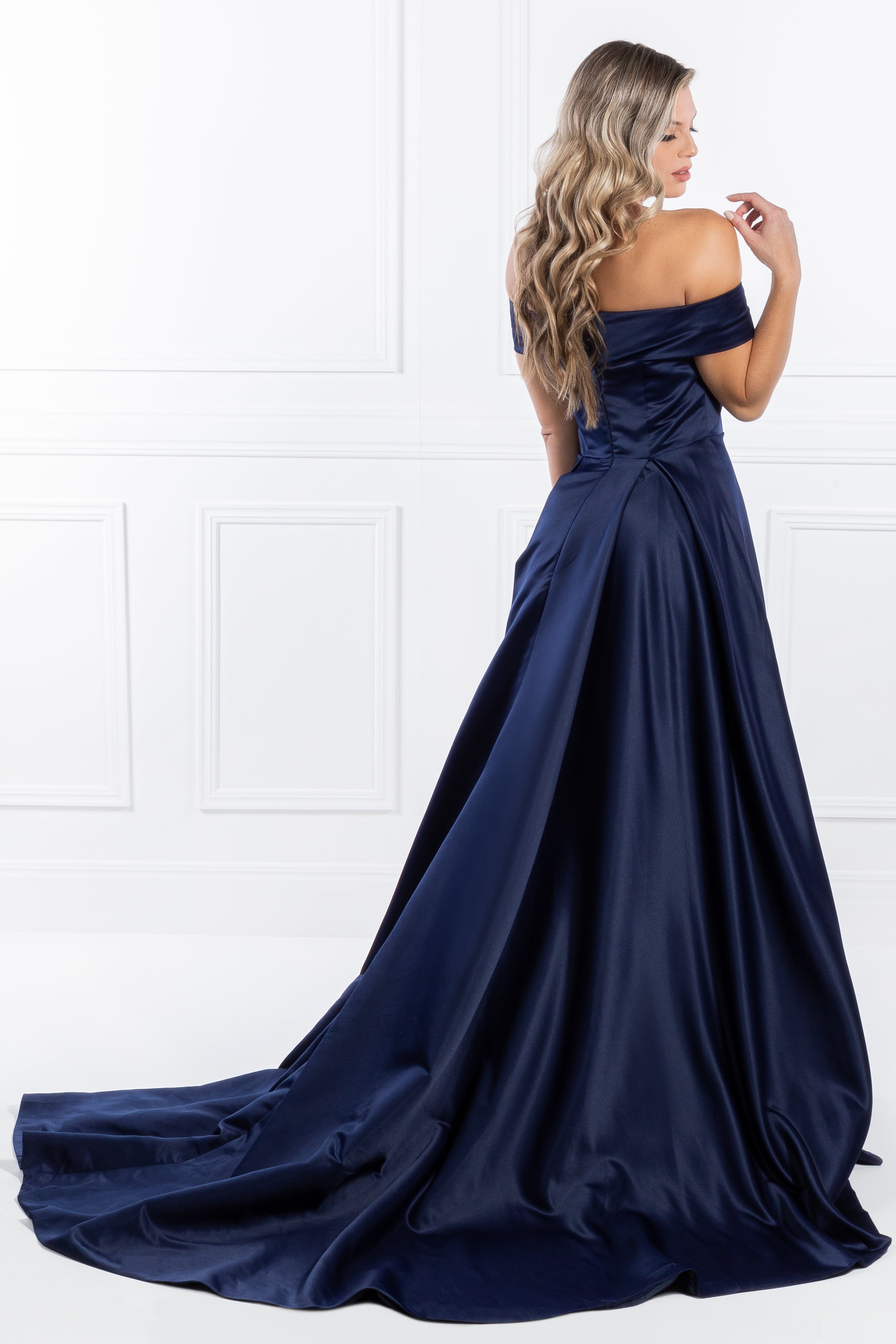 Honey Couture ABIGAIL Off Shoulder Full Skirt Formal Gown