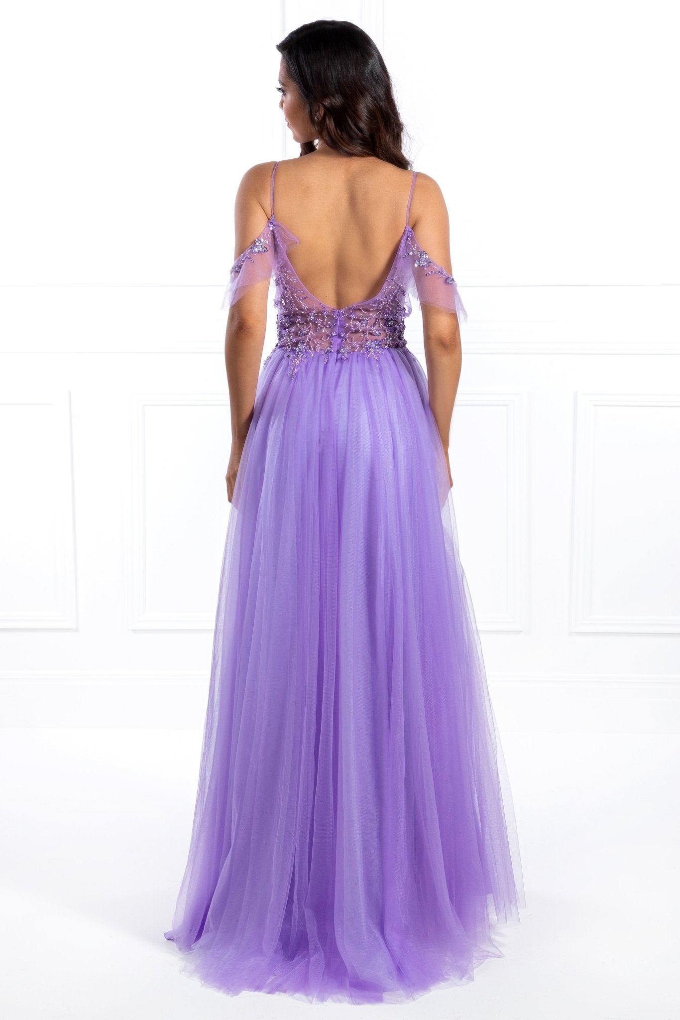 Honey Couture LOLA Purple Crystal Tulle Skirt Formal Dress in Australia | One Honey Boutique