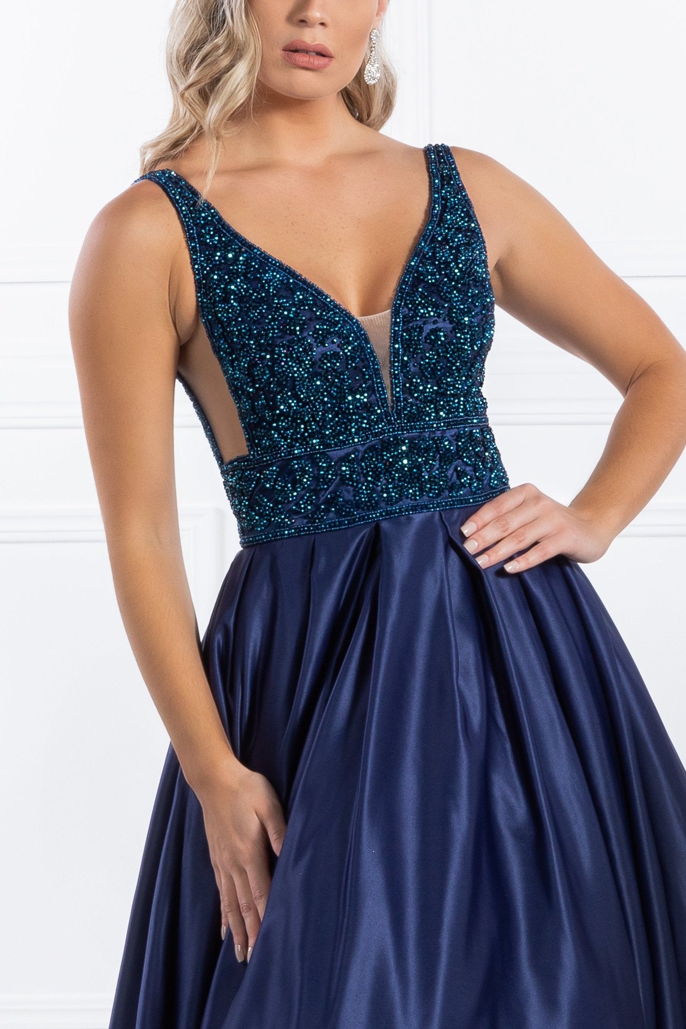 Honey Couture EMELY Royal Blue Beaded Ball Gown Formal Dress in Australia | One Honey Boutique